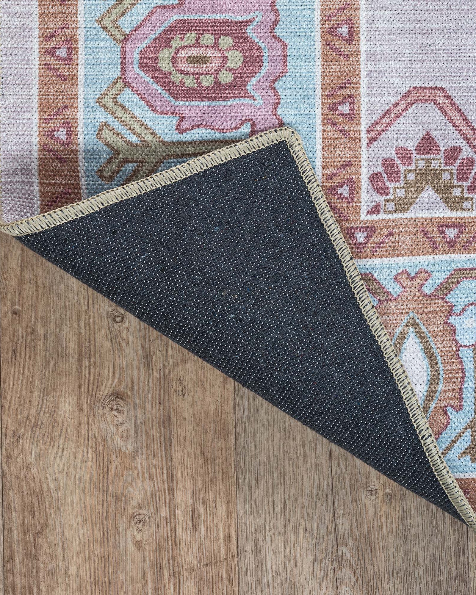 Joelle Pink Blue Modern Oushak Rug