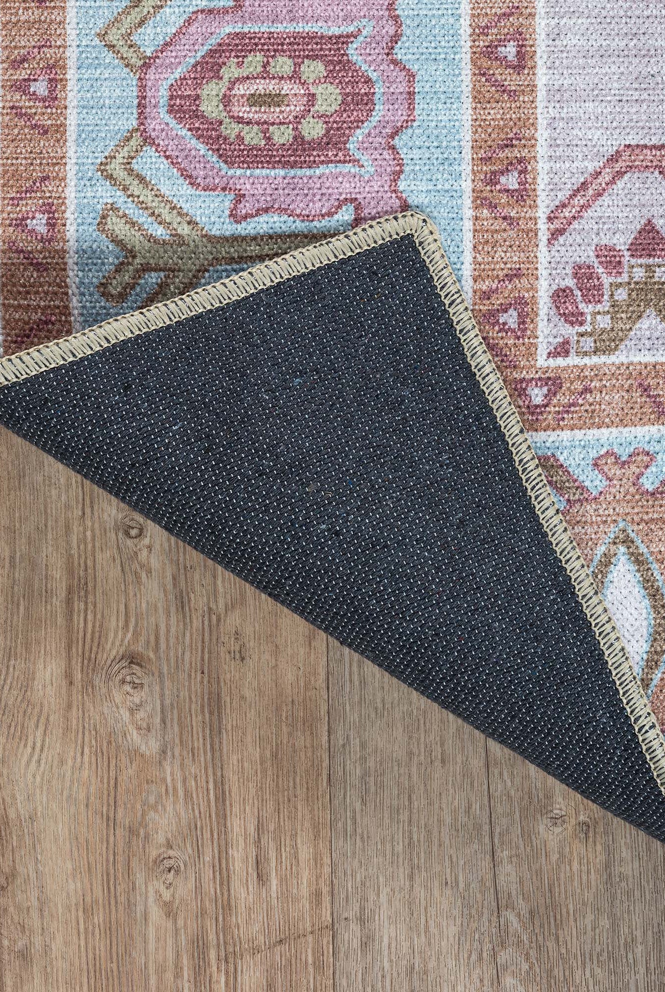 Joelle Pink Blue Modern Oushak Rug