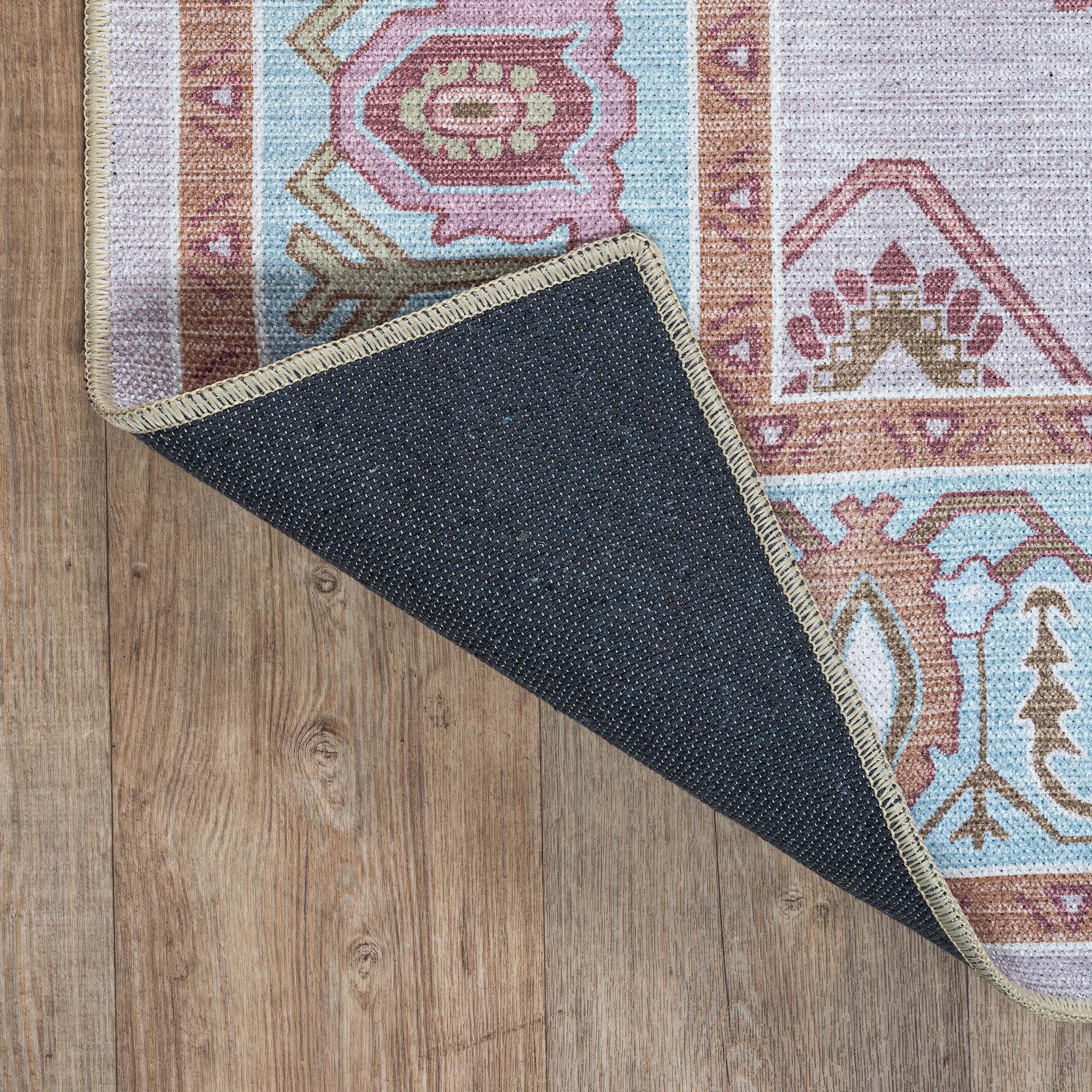 Joelle Pink Blue Modern Oushak Rug
