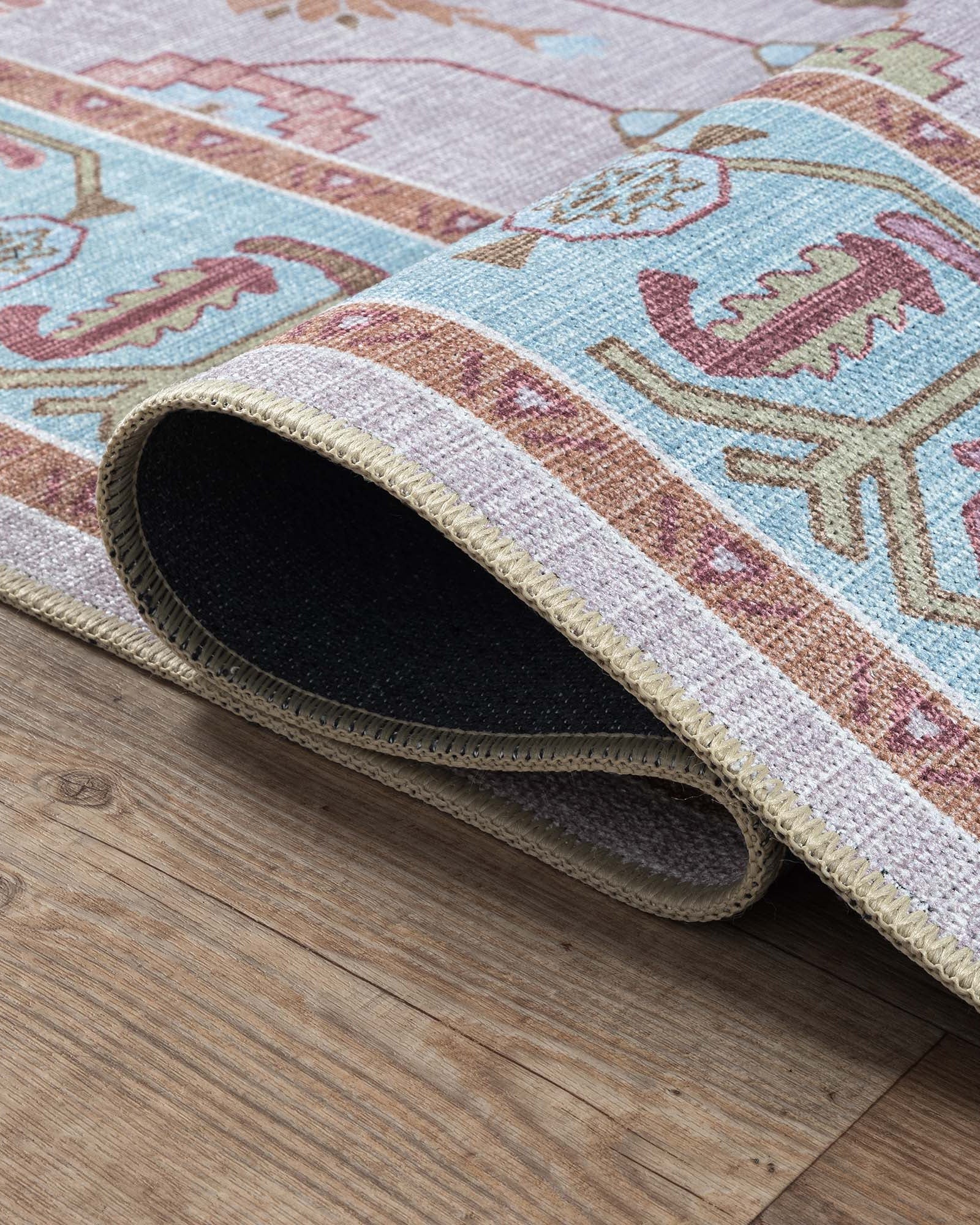 Joelle Pink Blue Modern Oushak Rug