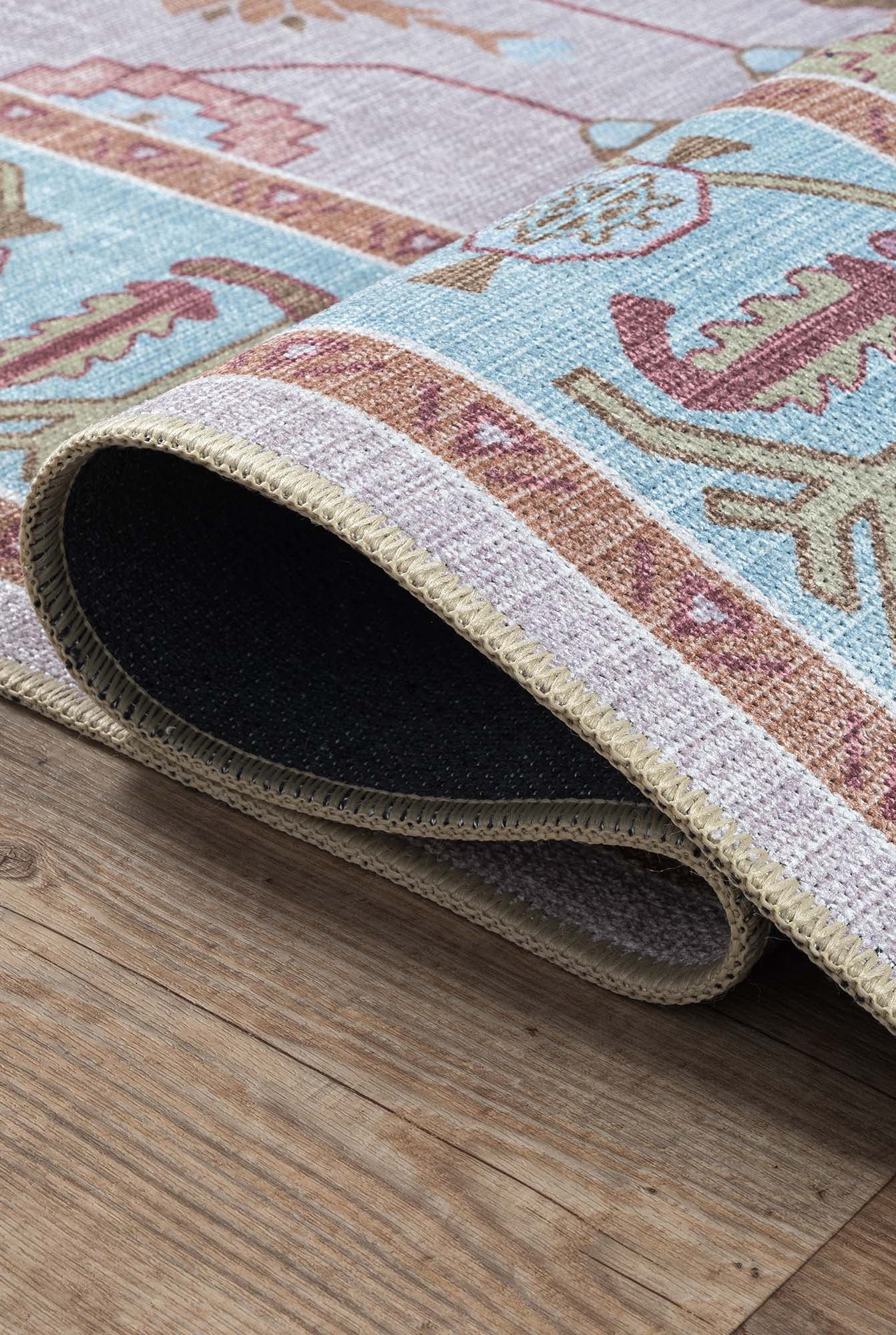 Joelle Pink Blue Modern Oushak Rug