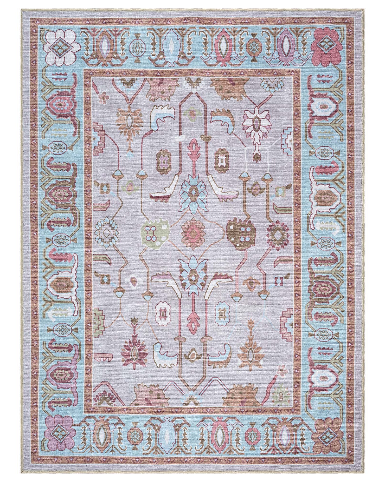Joelle Pink Blue Modern Oushak Rug
