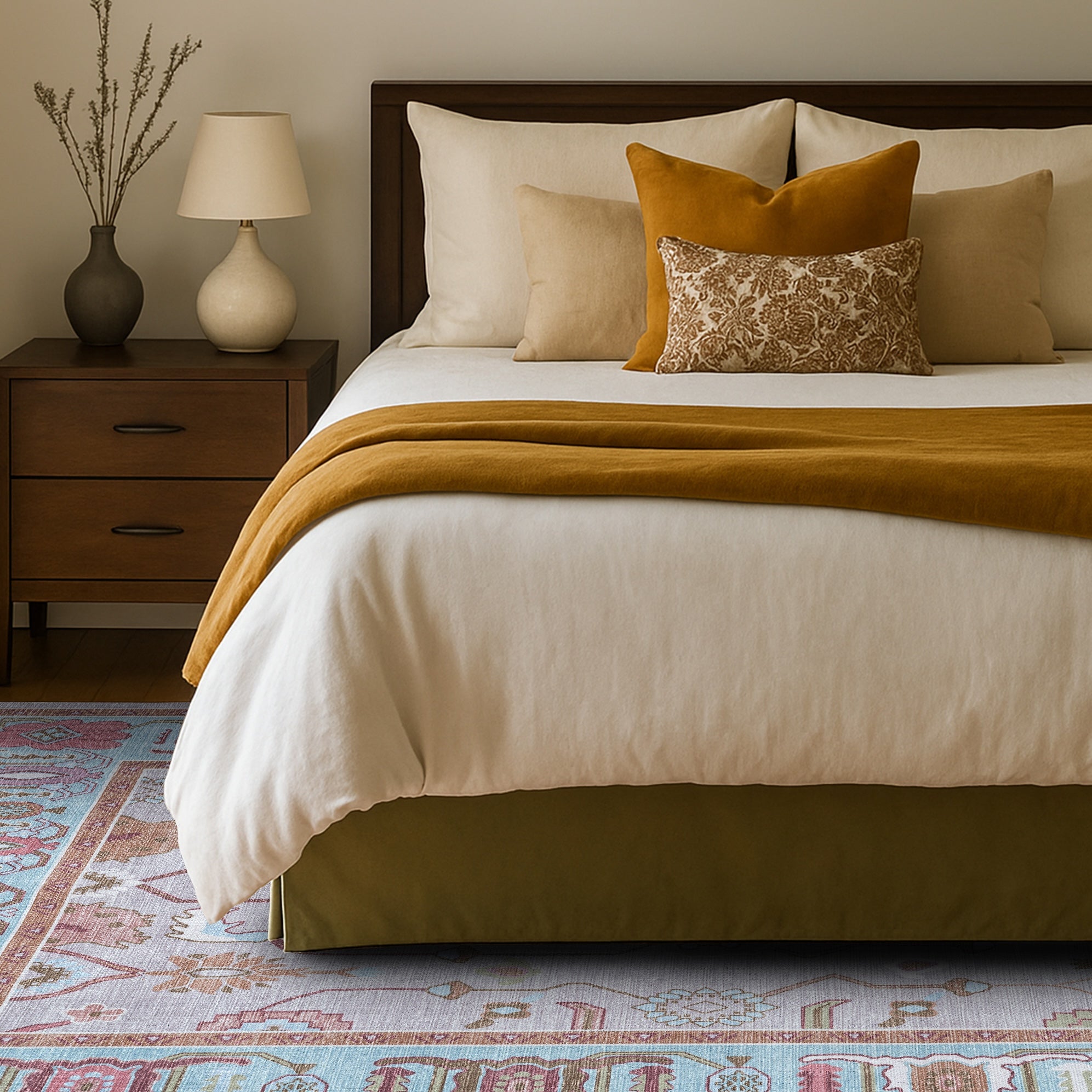 Joelle Pink Blue Modern Oushak Rug