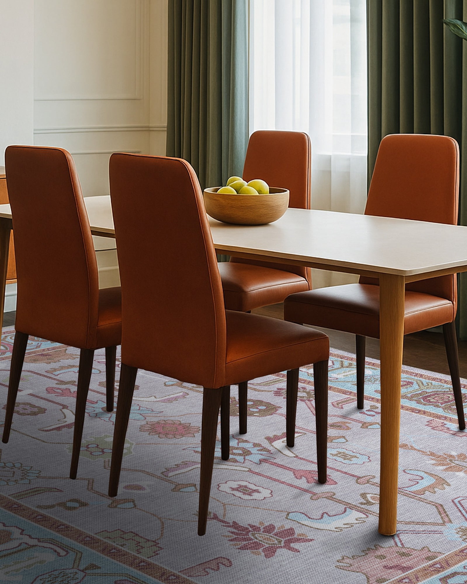 Joelle Pink Blue Modern Oushak Rug