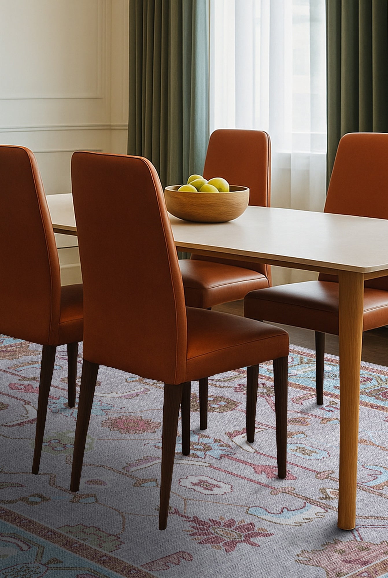 Joelle Pink Blue Modern Oushak Rug