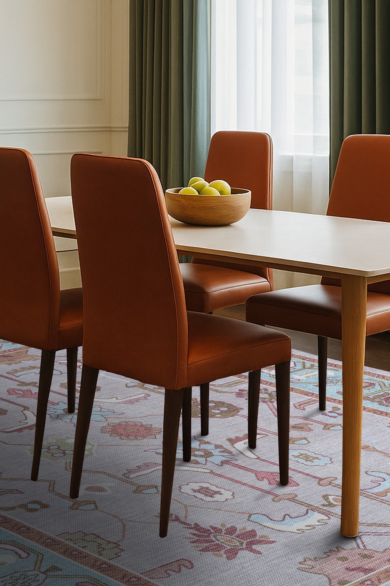 Joelle Pink Blue Modern Oushak Rug