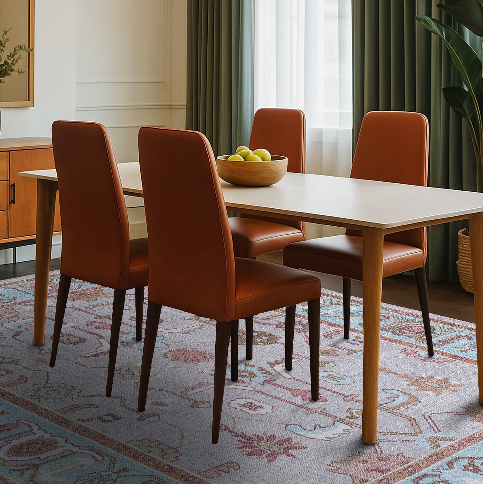 Joelle Pink Blue Modern Oushak Rug