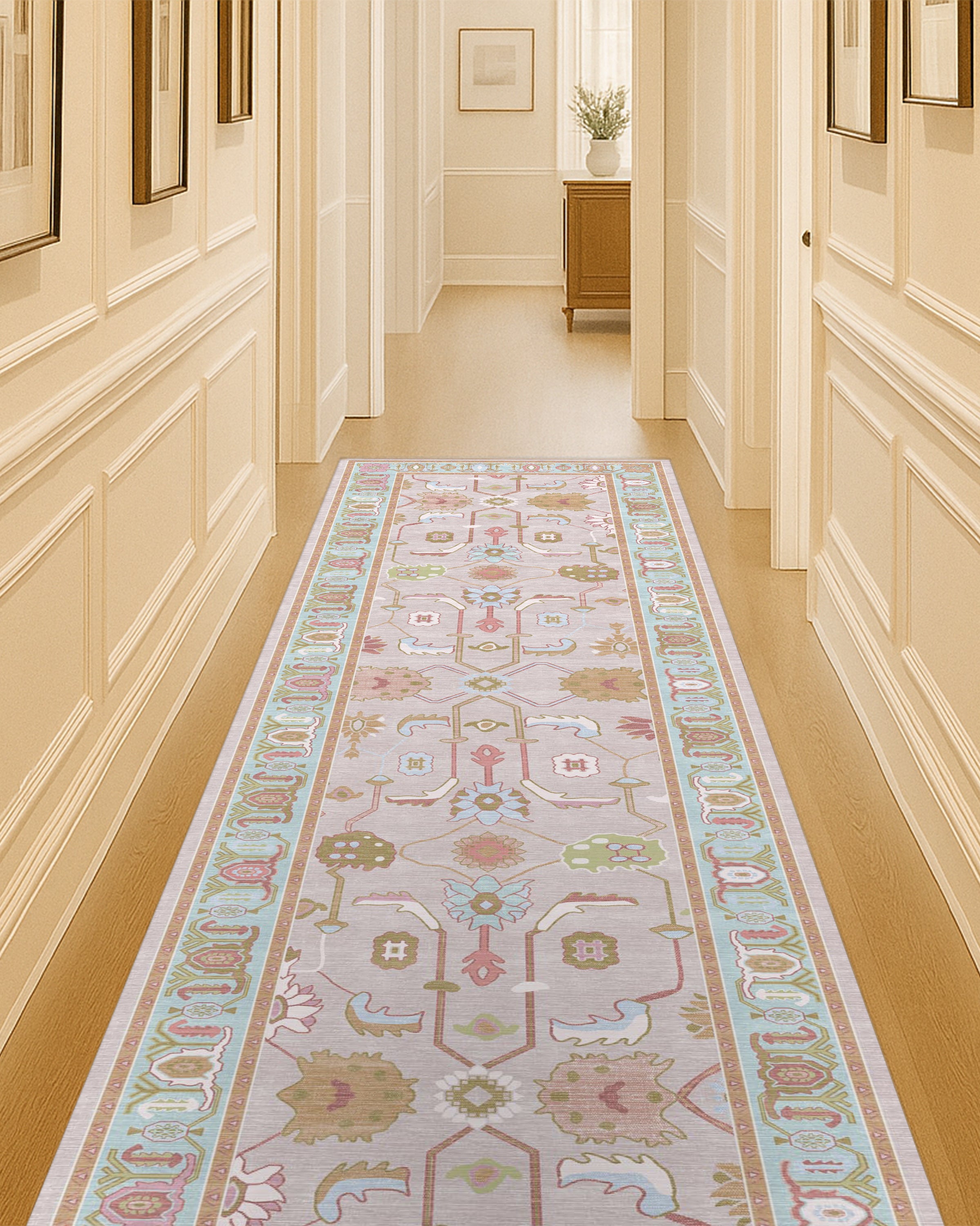 Joelle Pink Blue Modern Oushak Rug