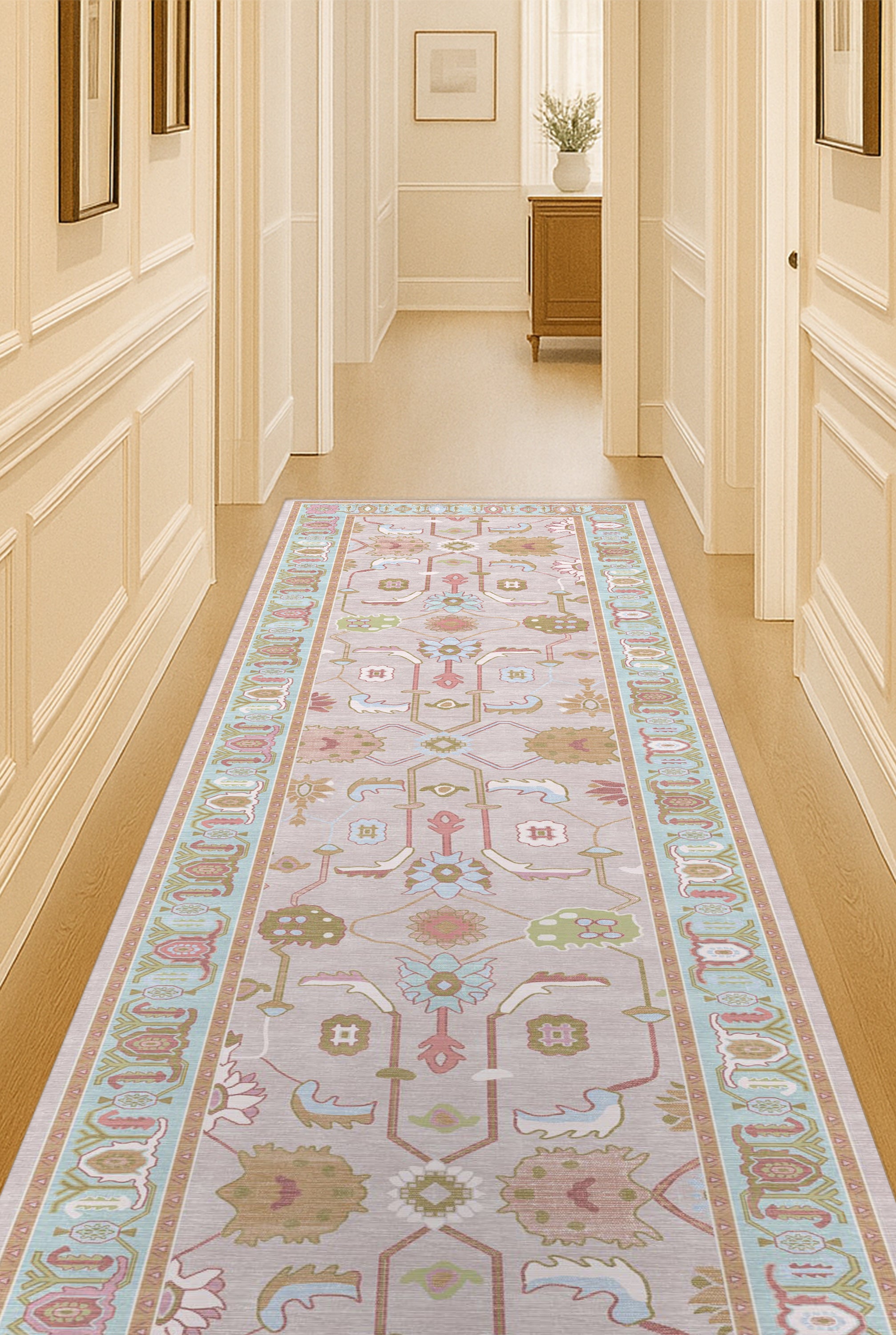 Joelle Pink Blue Modern Oushak Rug