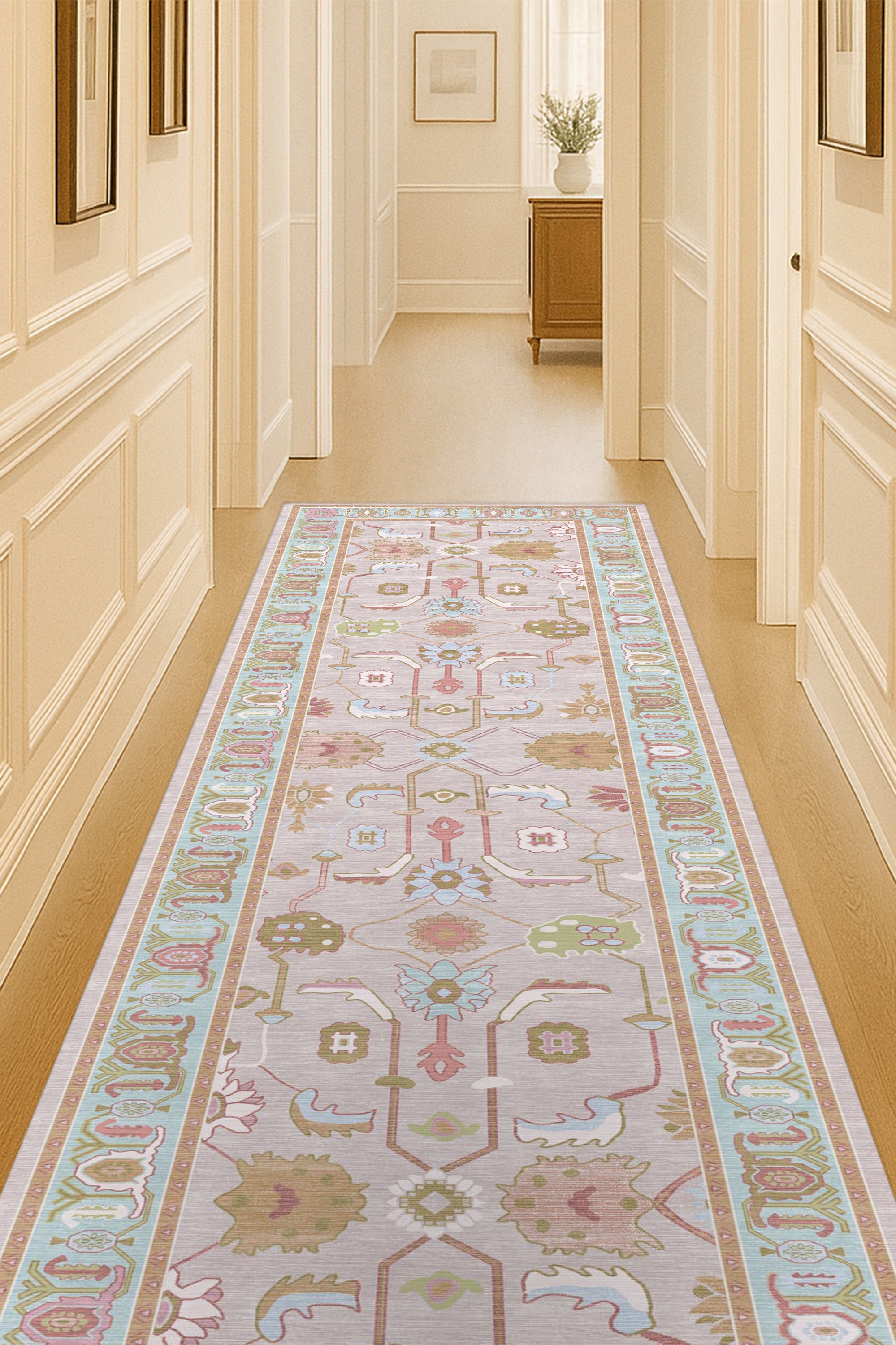 Joelle Pink Blue Modern Oushak Rug