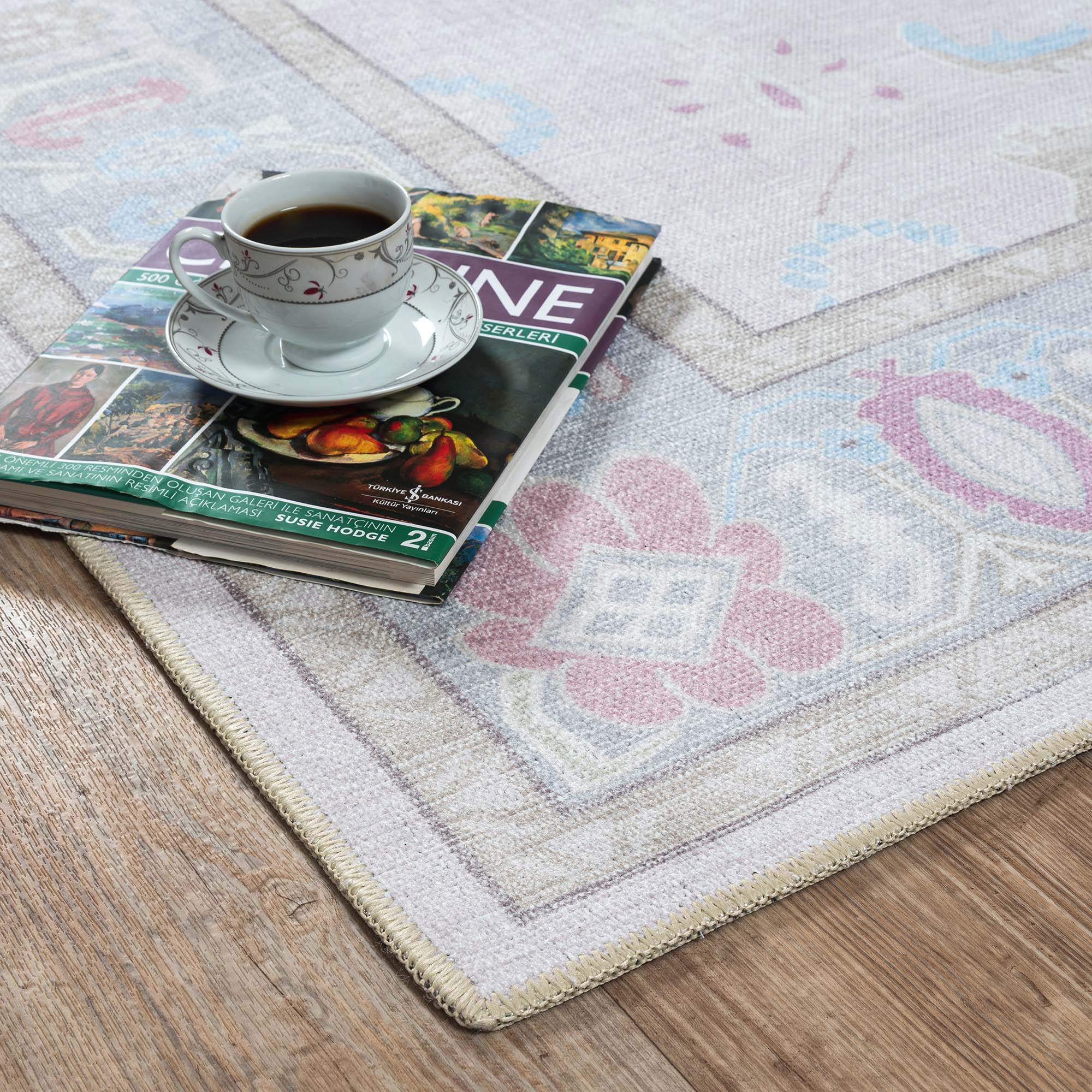 Daria Neutral Faded Pink Blush Oushak Rug