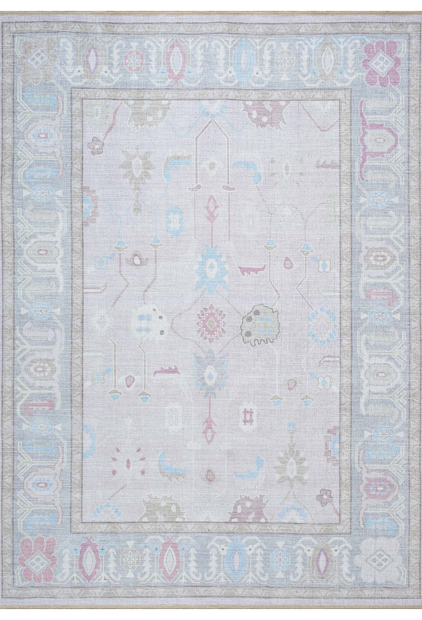 Daria Neutral Faded Pink Blush Oushak Rug