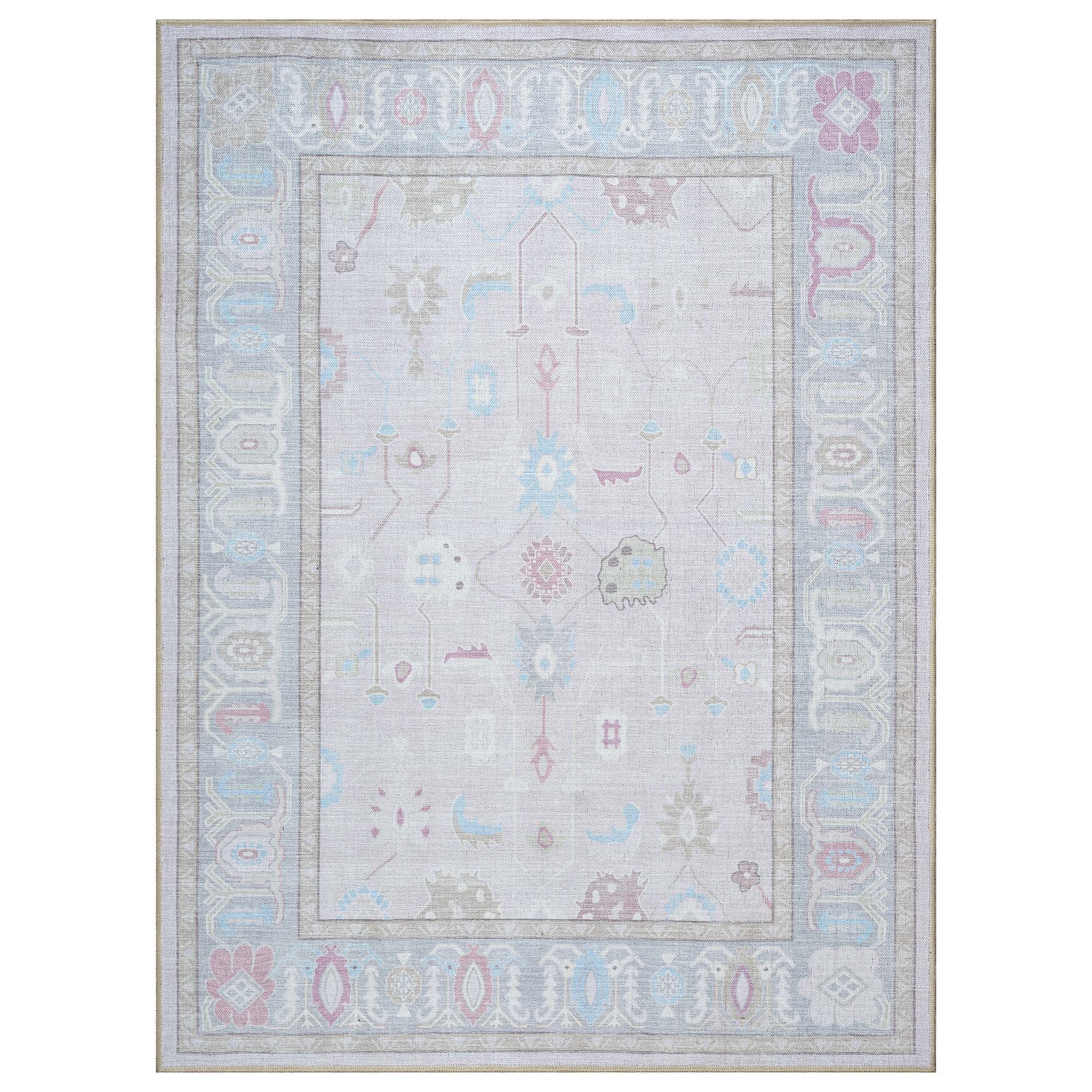 Daria Neutral Faded Pink Blush Oushak Rug