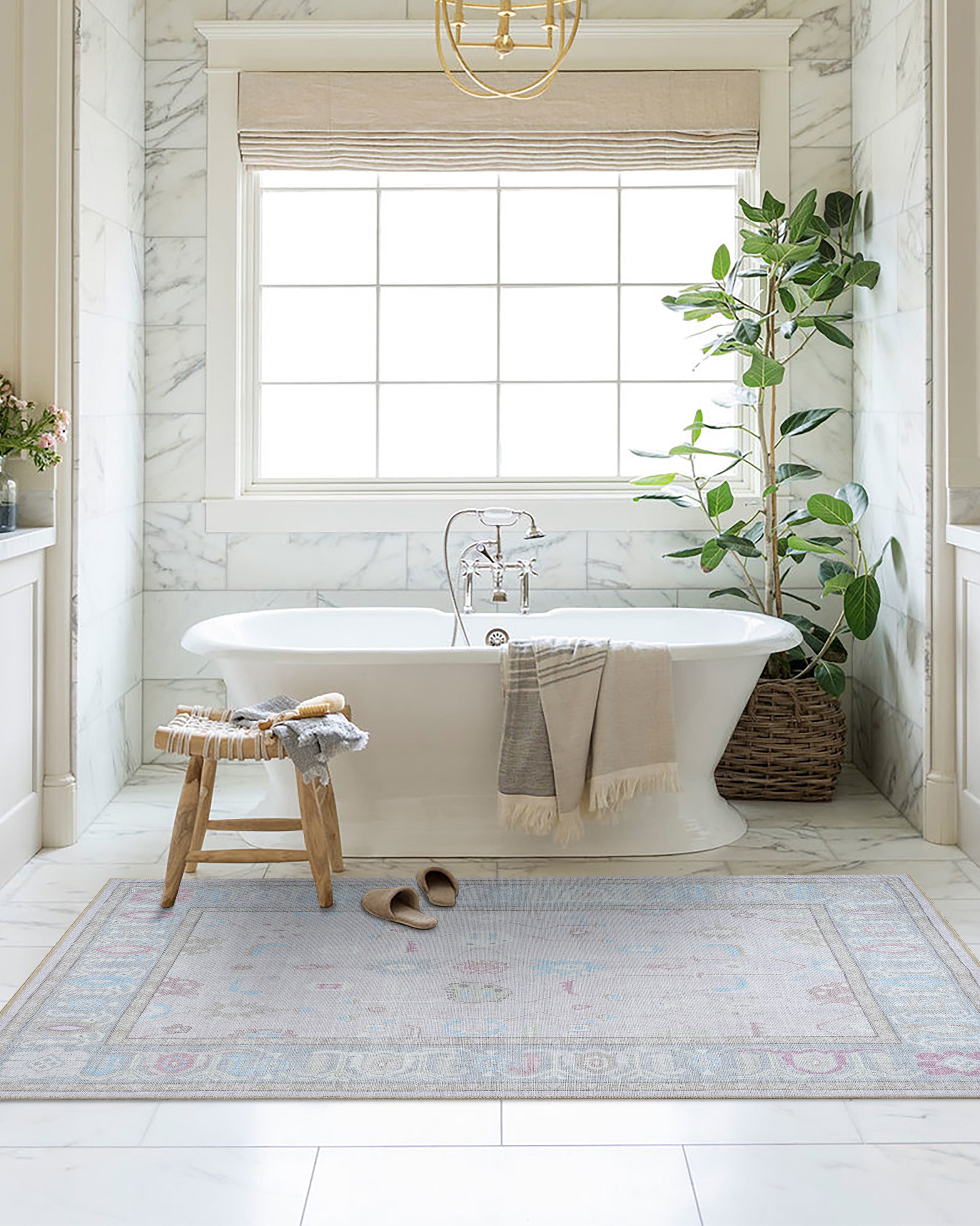 Daria Neutral Faded Pink Blush Oushak Rug