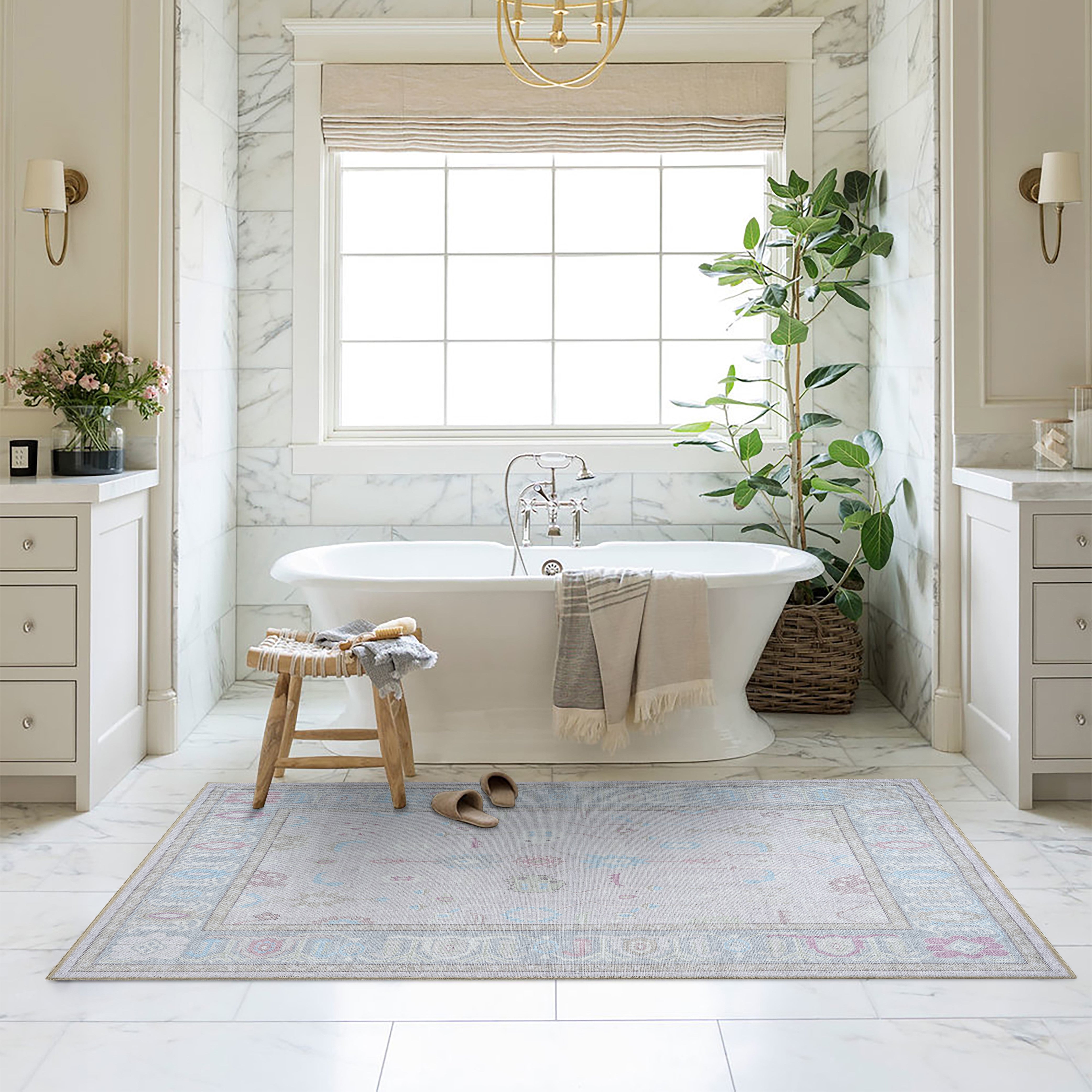 Daria Neutral Faded Pink Blush Oushak Rug