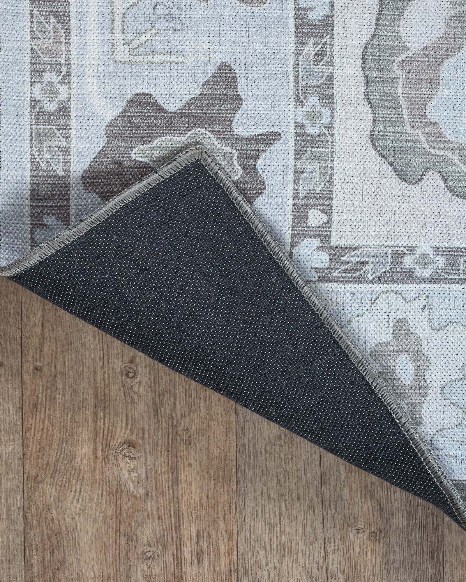 Vira Pastel Cream Beige Floral Modern Oushak Rug