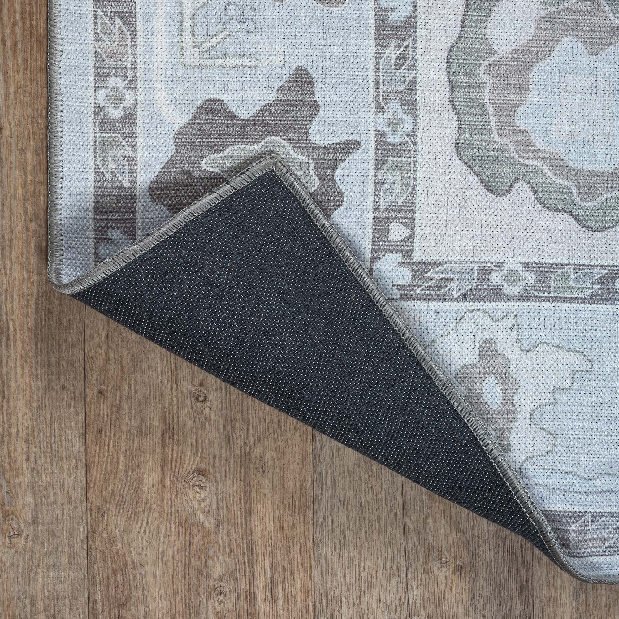 Vira Pastel Cream Beige Floral Modern Oushak Rug