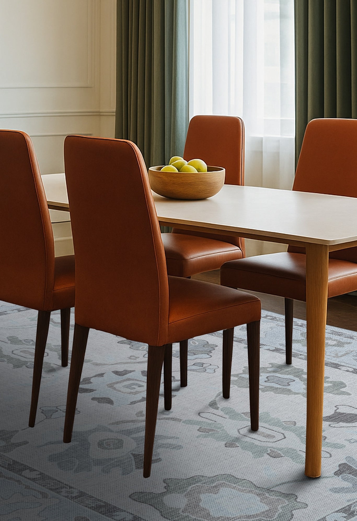 Vira Pastel Cream Beige Floral Modern Oushak Rug