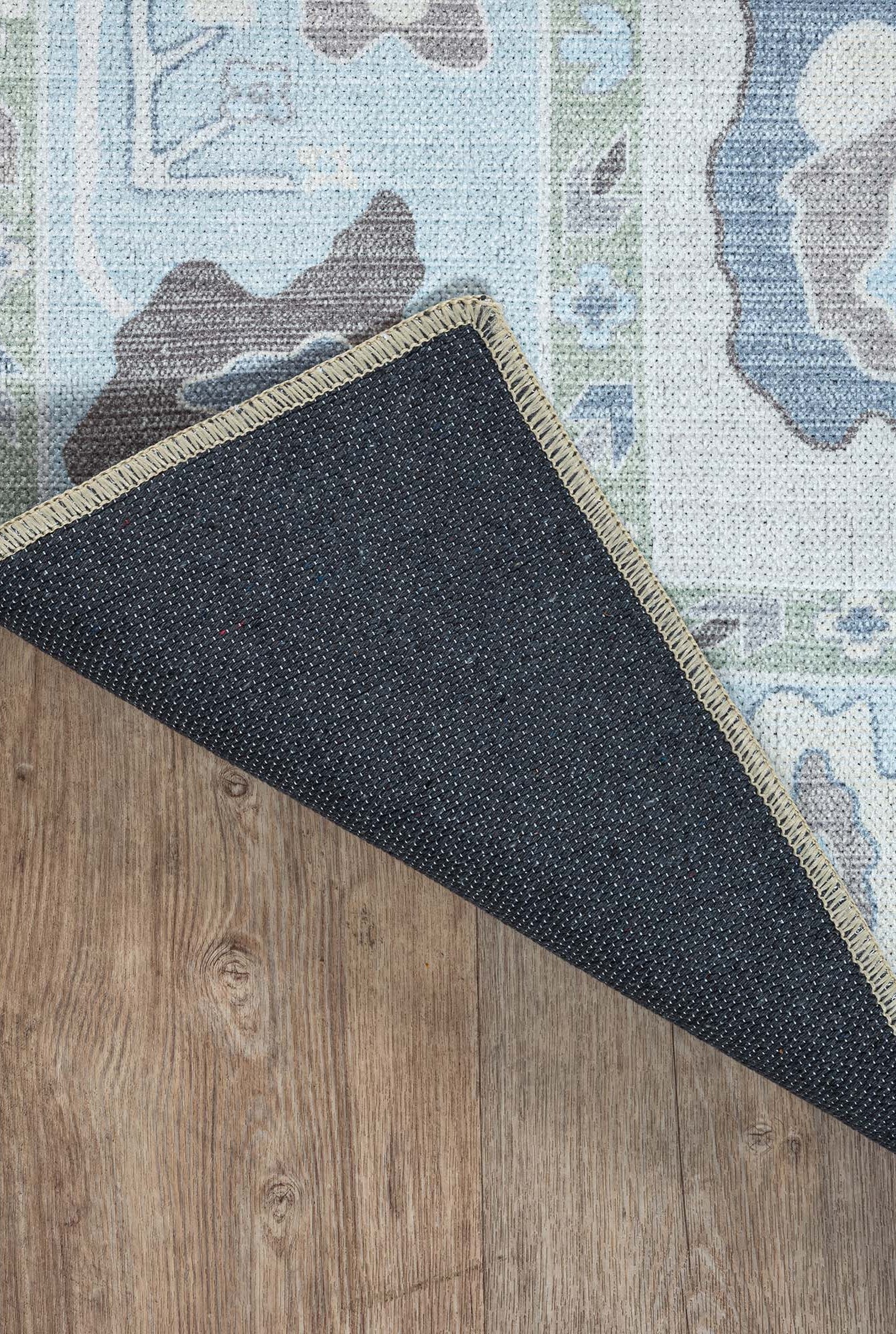 Pamira Cream Blue Floral Modern Oushak Rug