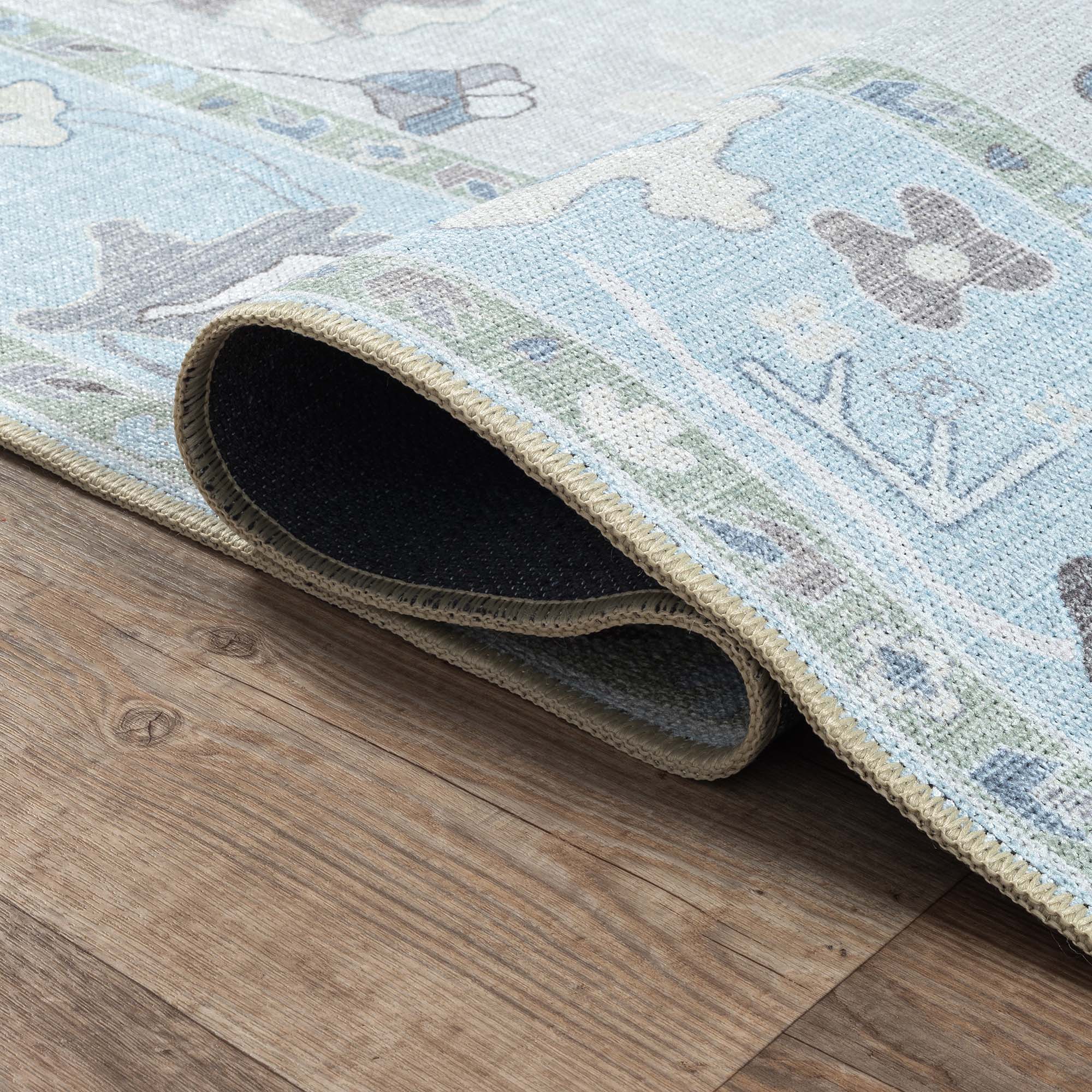 Pamira Cream Blue Floral Modern Oushak Rug