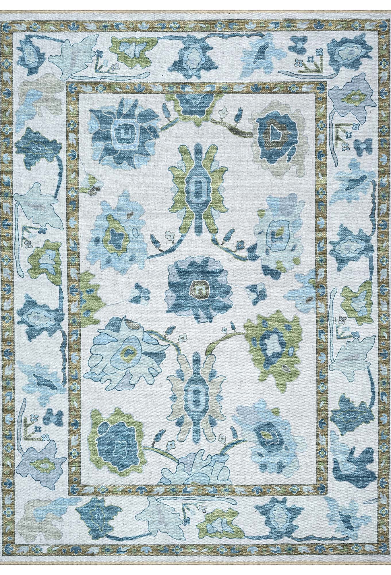 Alienore Green Blue Modern Oushak Rug