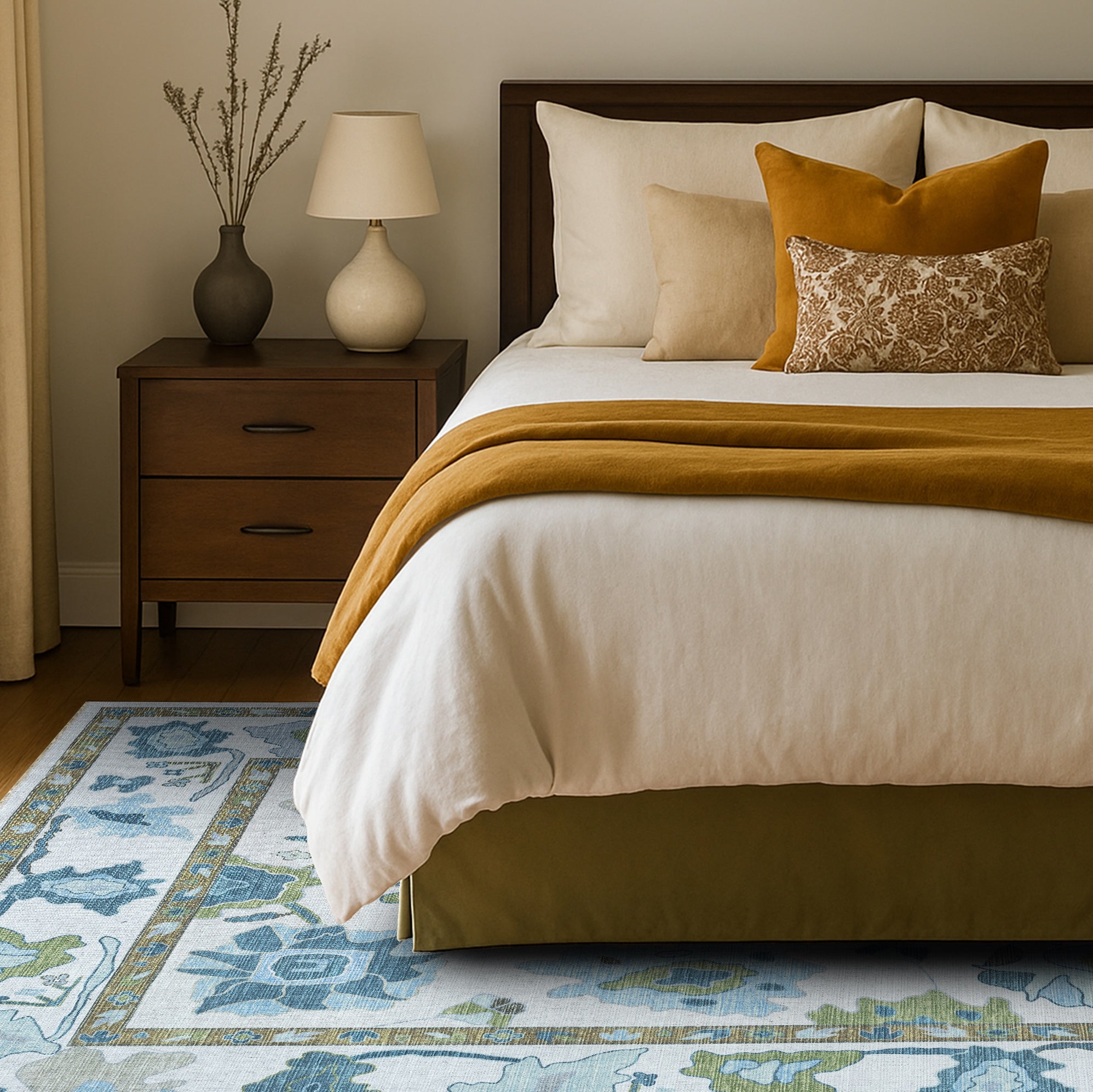 Alienore Green Blue Modern Oushak Rug