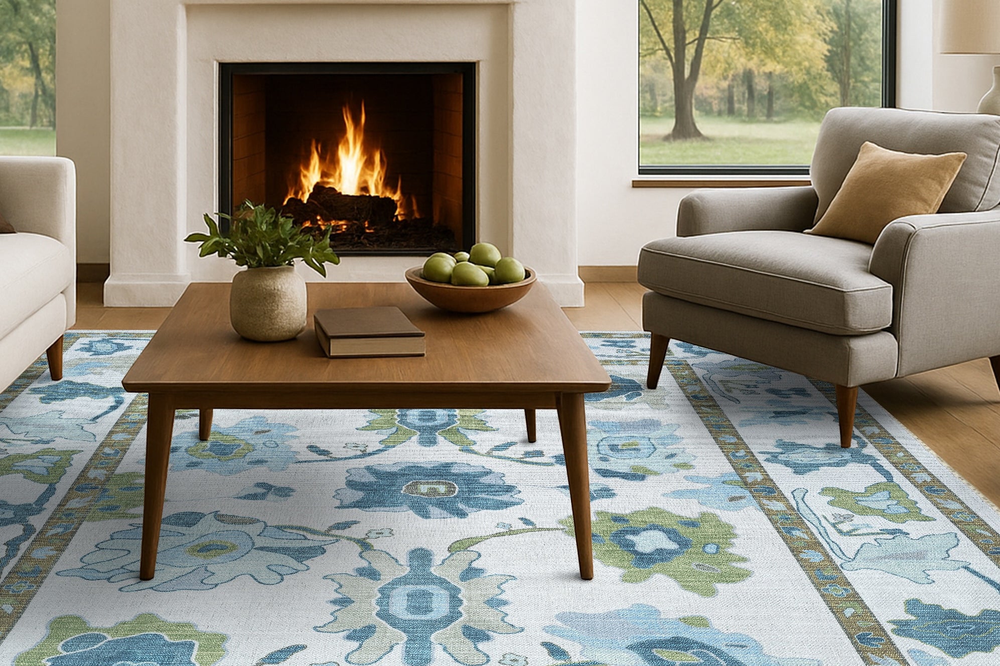 Alienore Green Blue Modern Oushak Rug