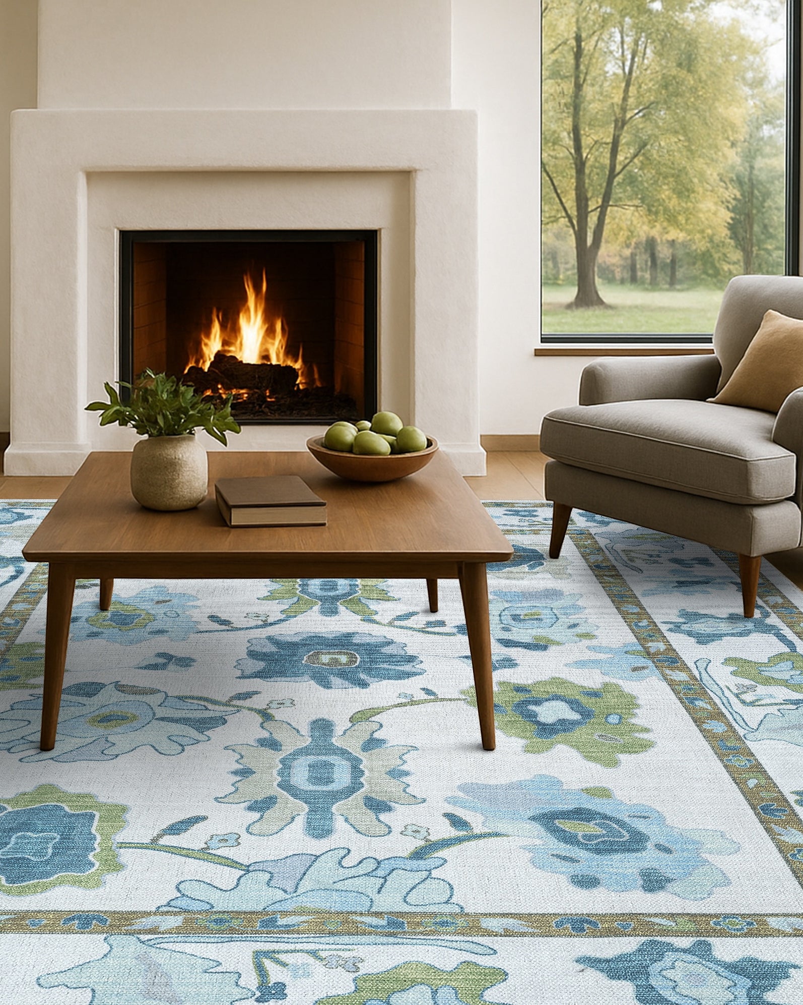 Alienore Green Blue Modern Oushak Rug