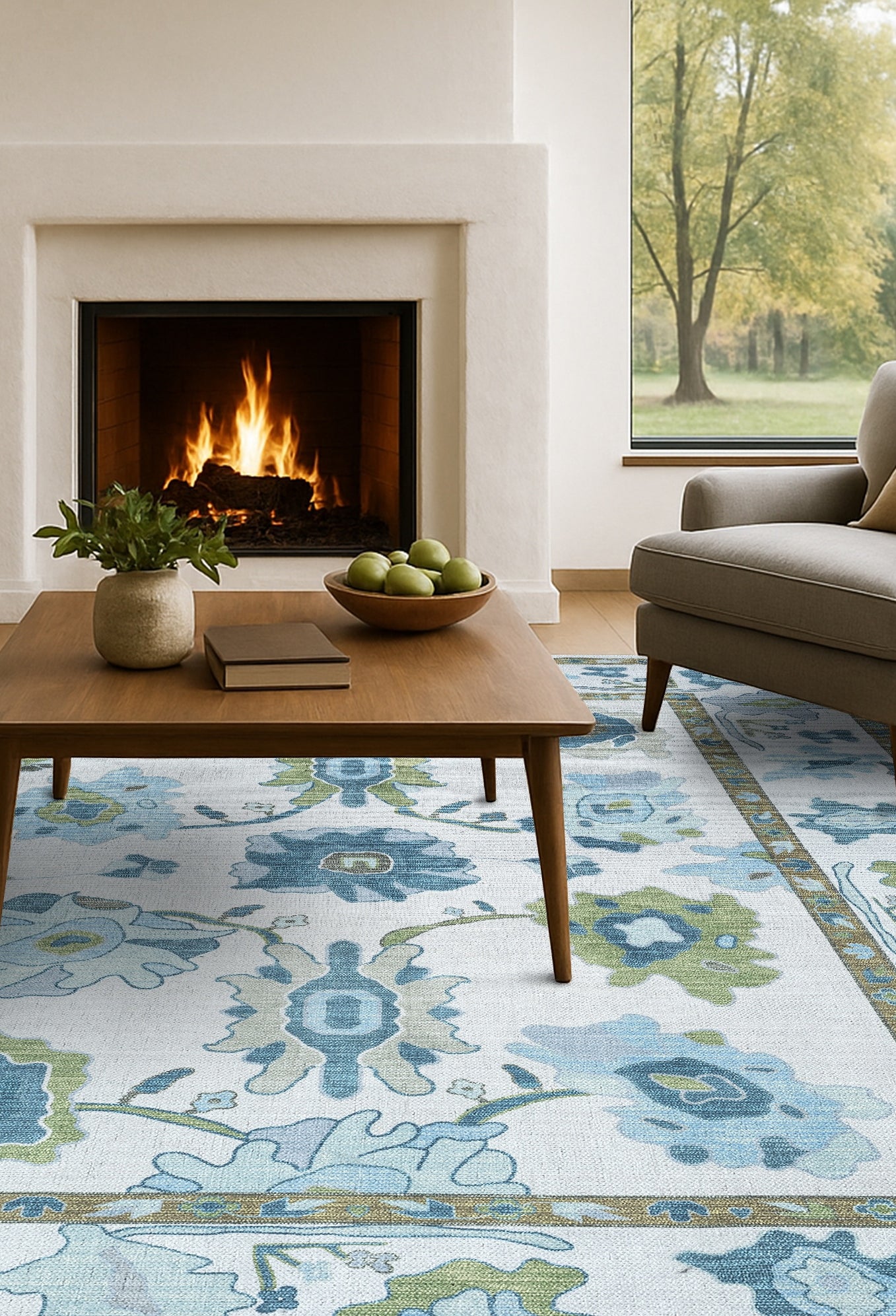 Alienore Green Blue Modern Oushak Rug