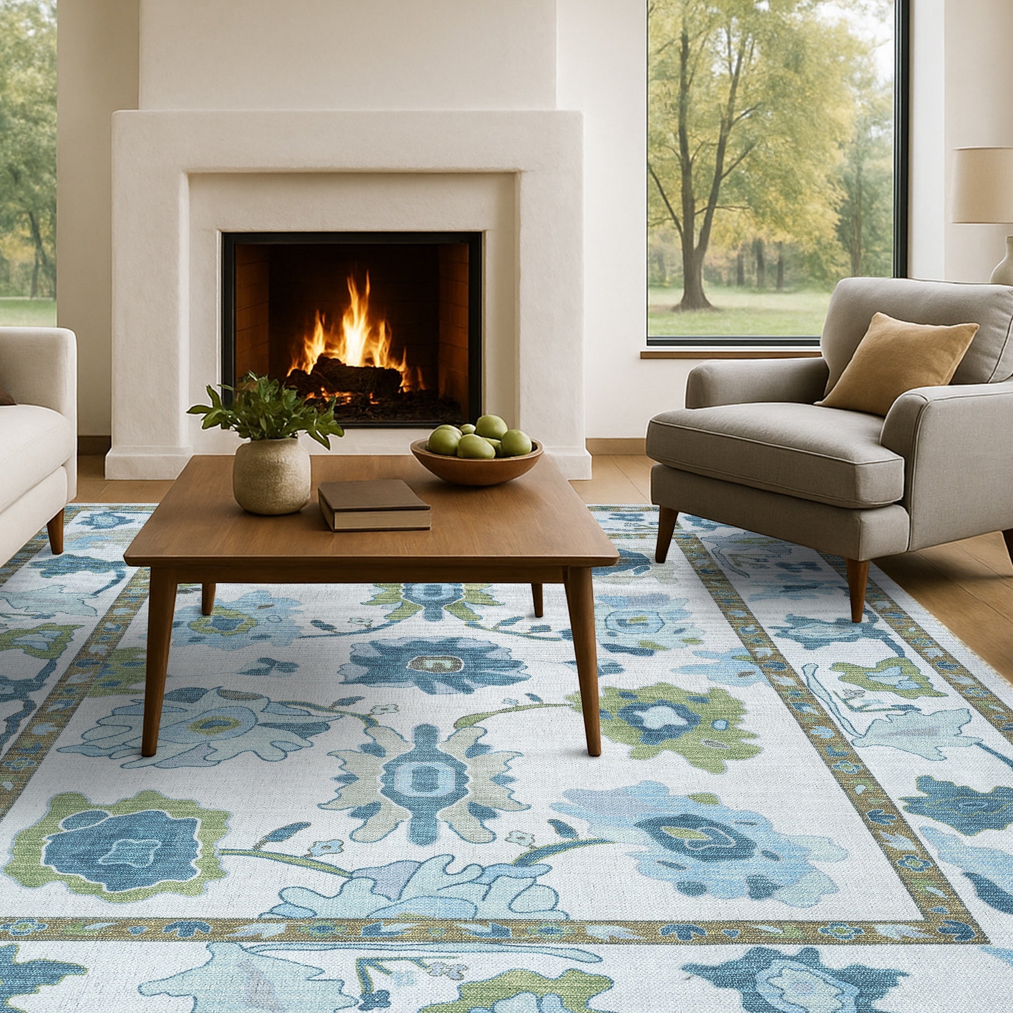 Alienore Green Blue Modern Oushak Rug