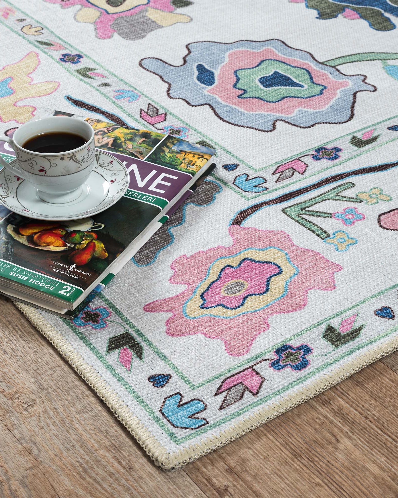 Sawsan Pastel Colorful Floral Modern Oushak Rug