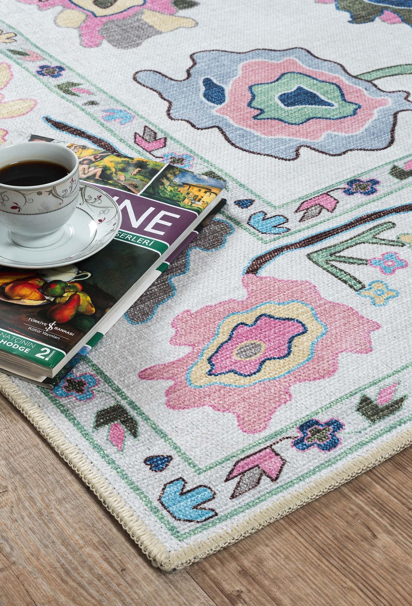 Sawsan Pastel Colorful Floral Modern Oushak Rug