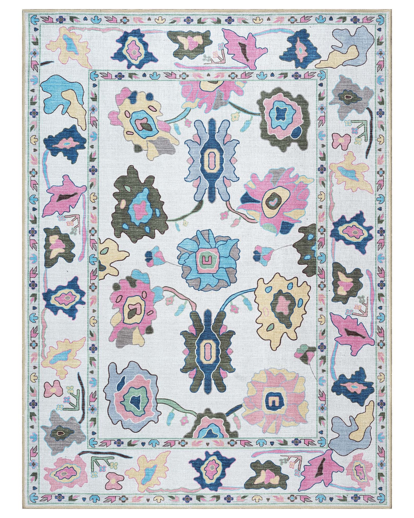 Sawsan Pastel Colorful Floral Modern Oushak Rug