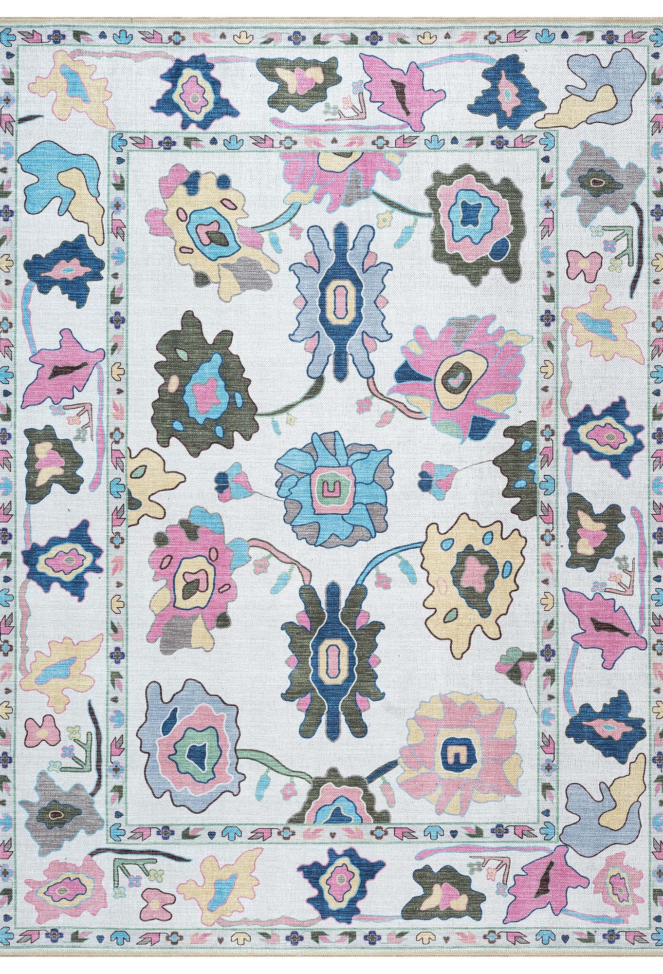 Sawsan Pastel Colorful Floral Modern Oushak Rug