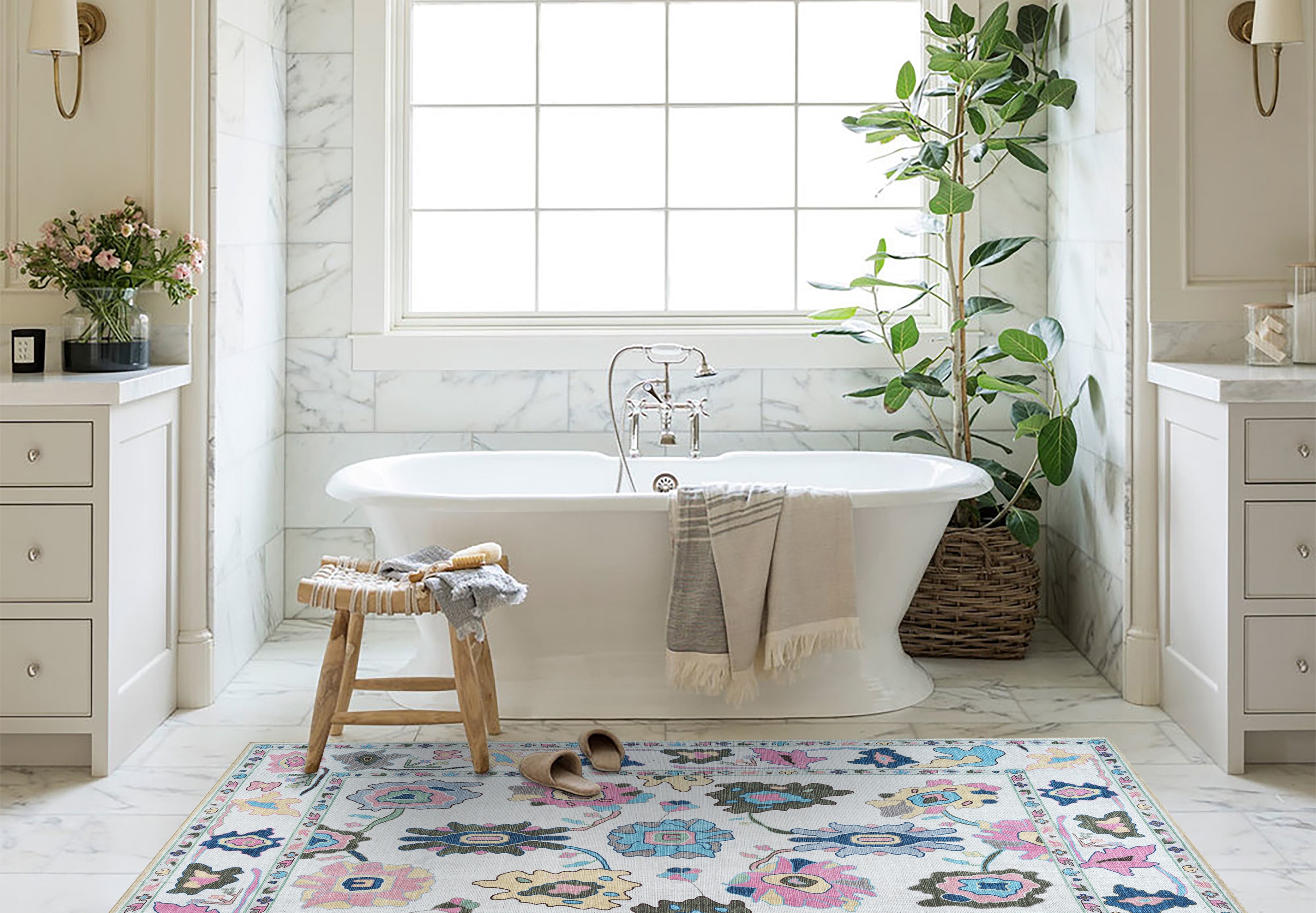 Sawsan Pastel Colorful Floral Modern Oushak Rug