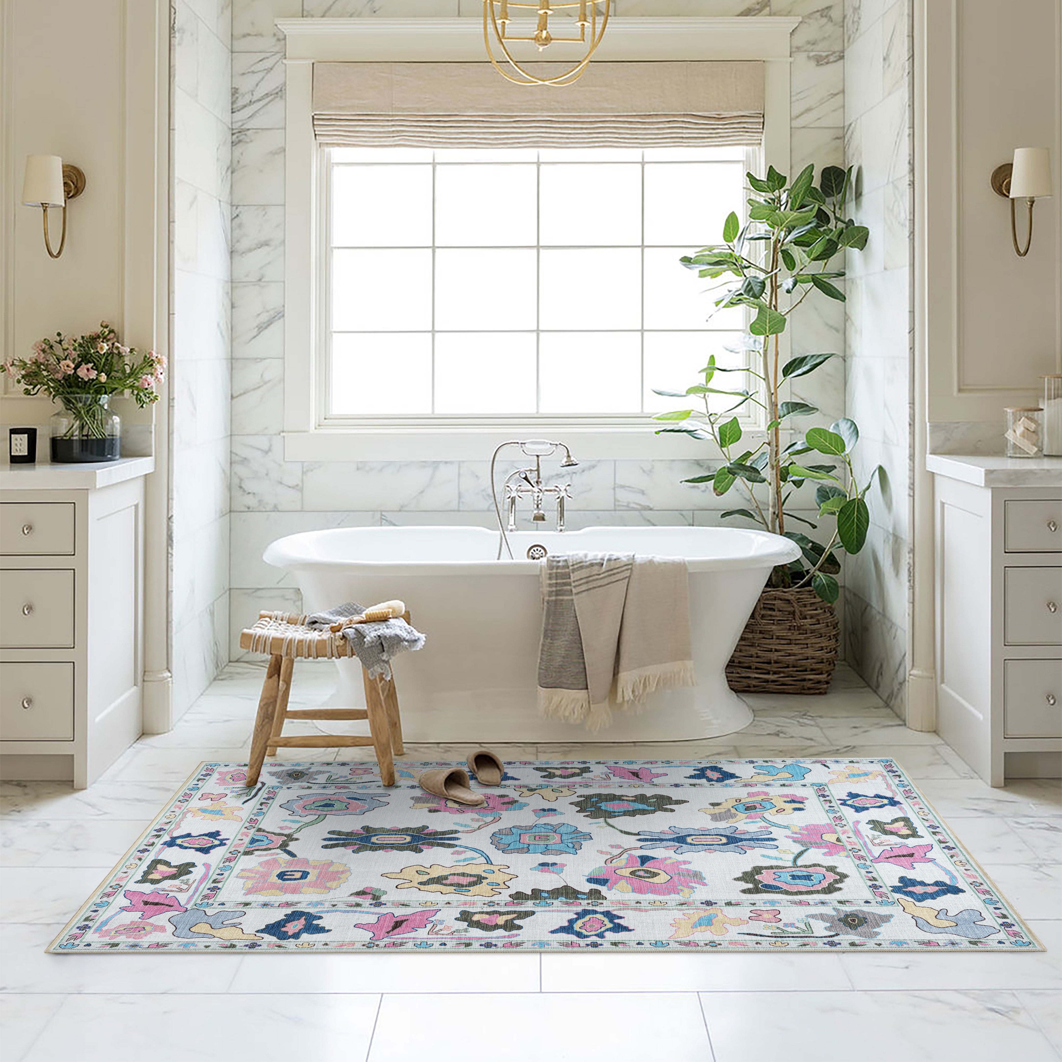 Sawsan Pastel Colorful Floral Modern Oushak Rug