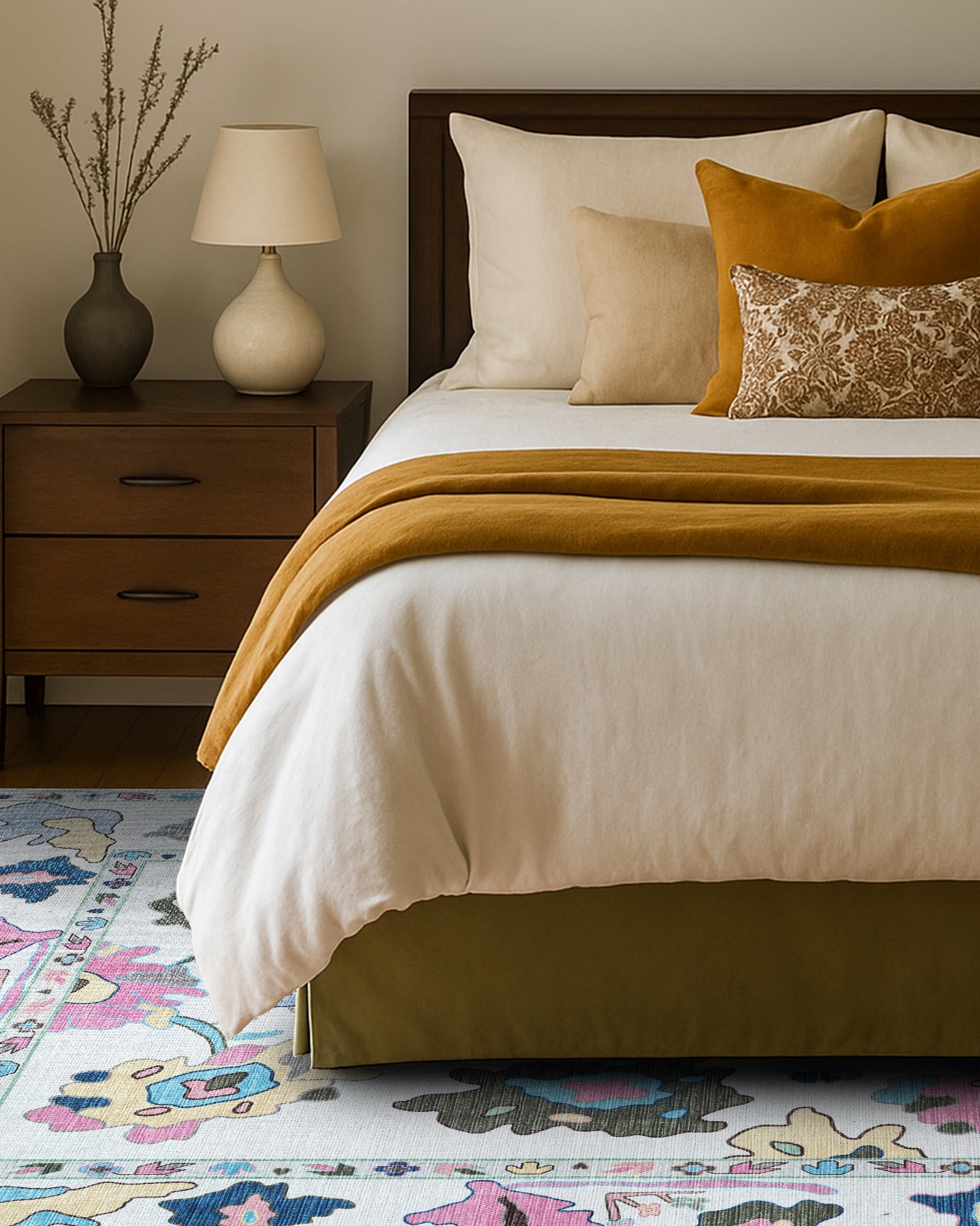 Sawsan Pastel Colorful Floral Modern Oushak Rug