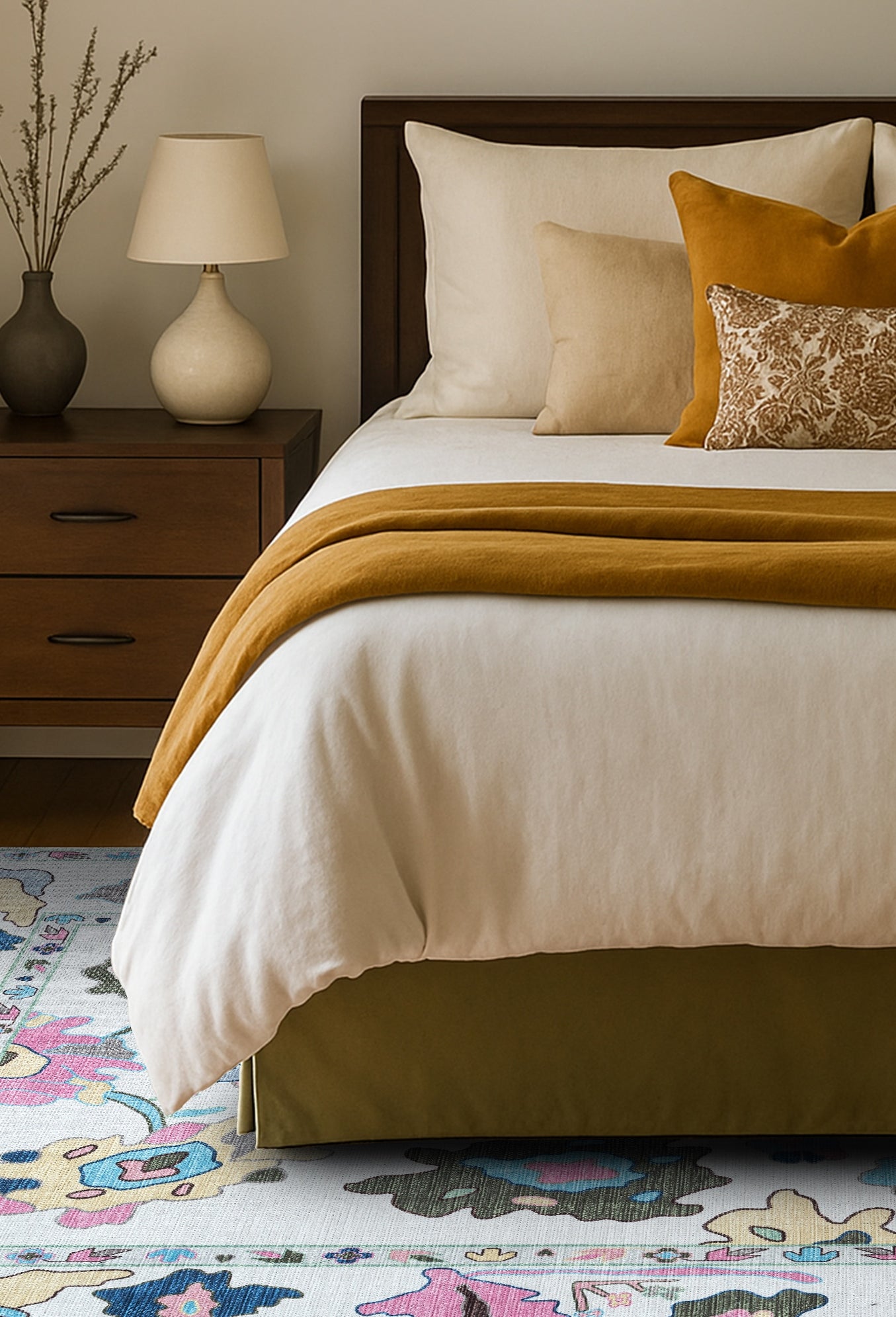 Sawsan Pastel Colorful Floral Modern Oushak Rug