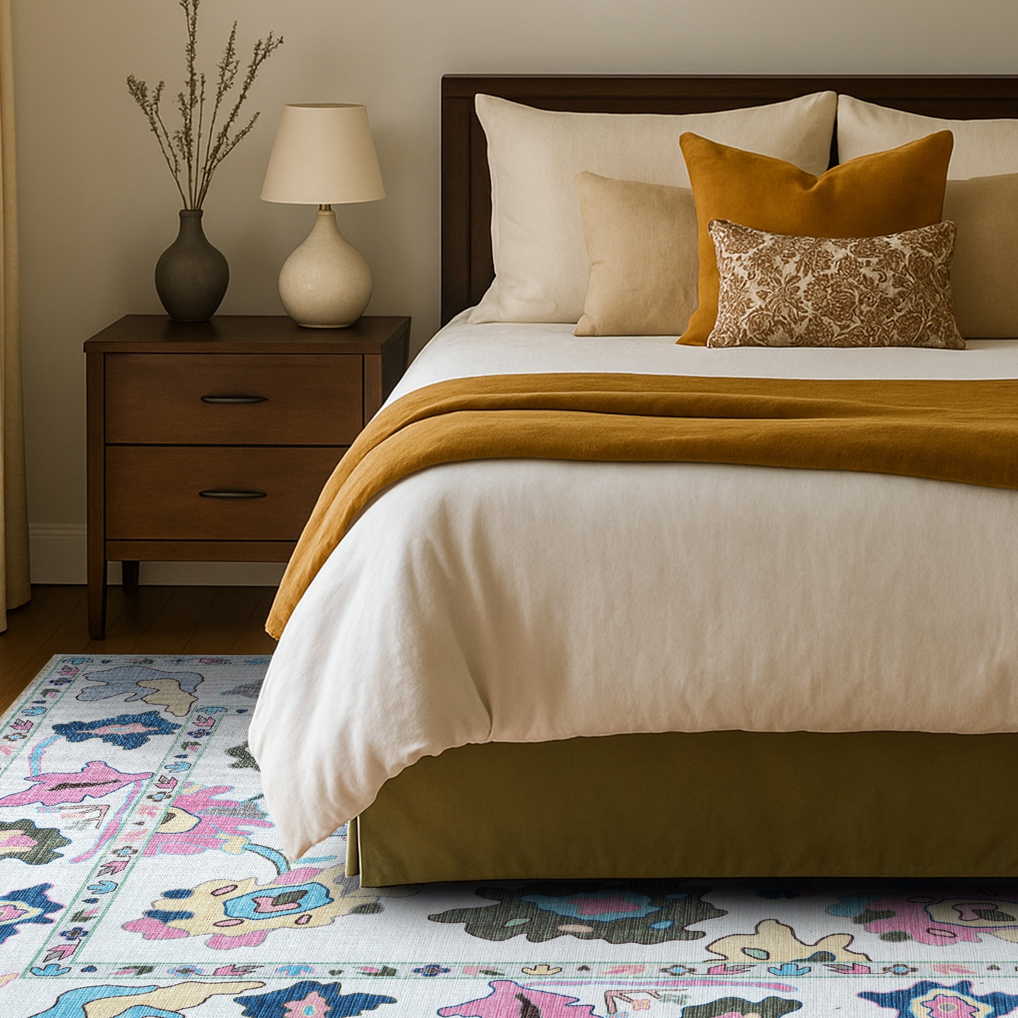 Sawsan Pastel Colorful Floral Modern Oushak Rug