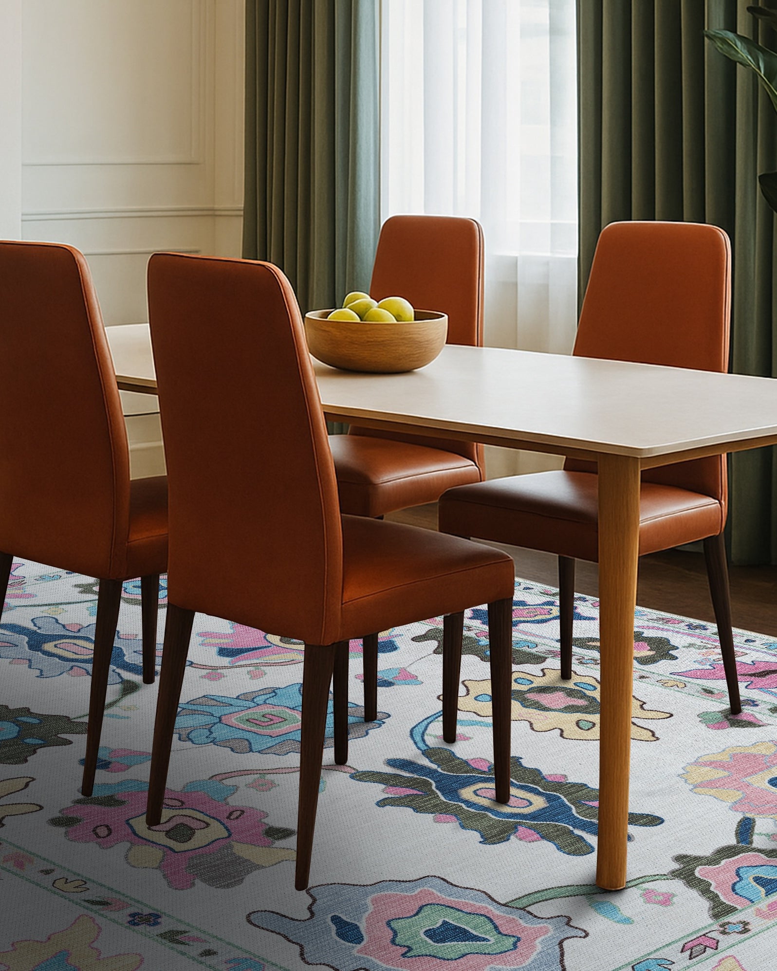 Sawsan Pastel Colorful Floral Modern Oushak Rug