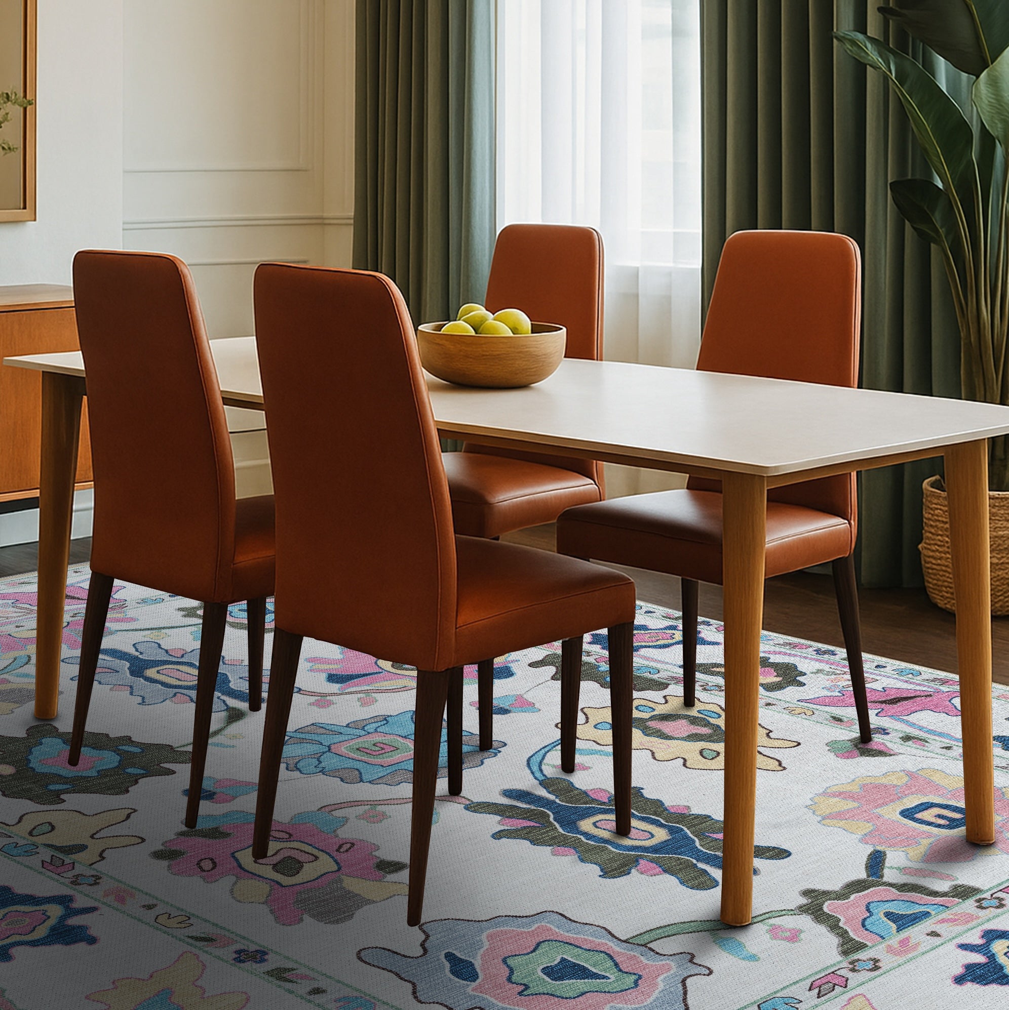 Sawsan Pastel Colorful Floral Modern Oushak Rug