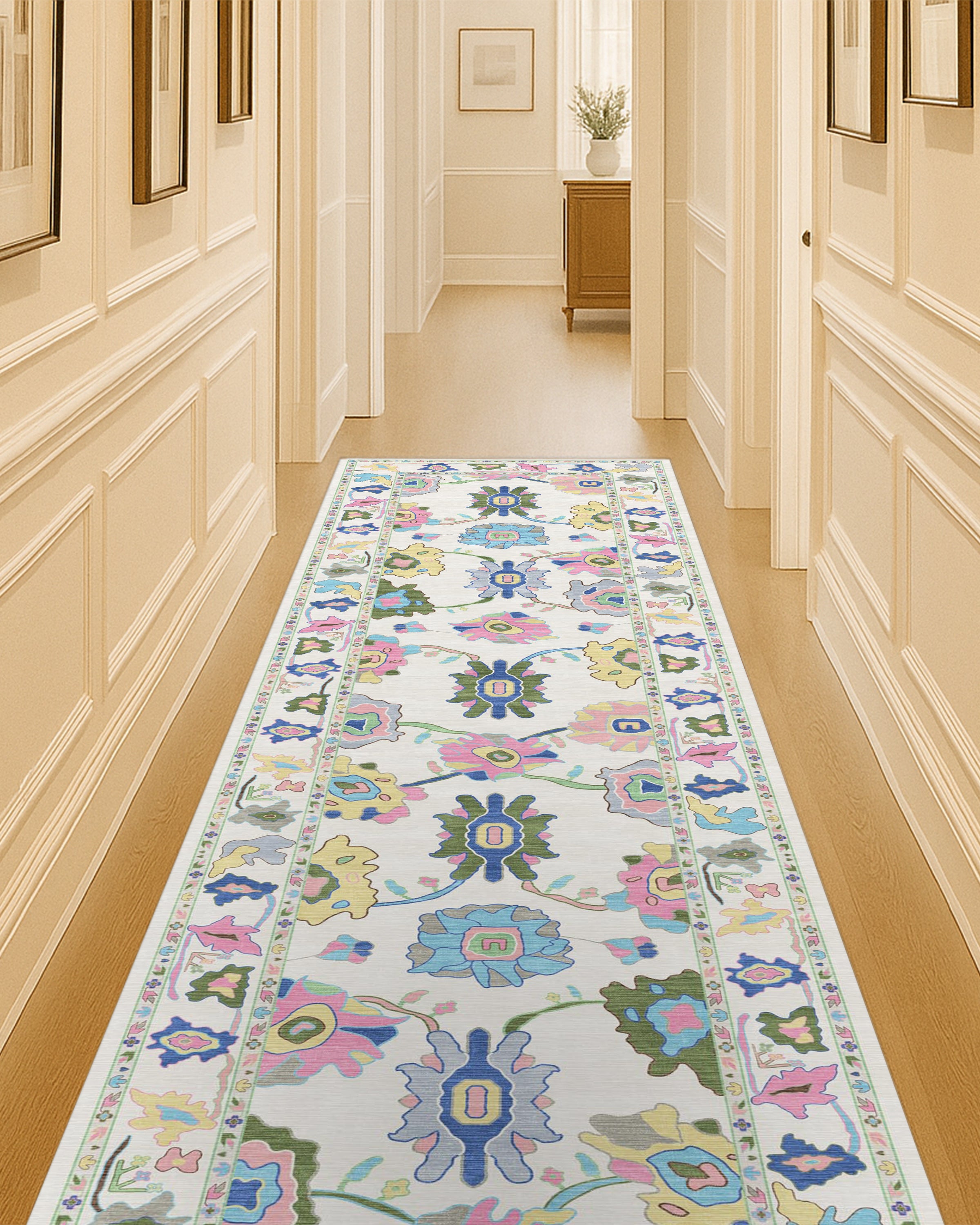 Sawsan Pastel Colorful Floral Modern Oushak Rug