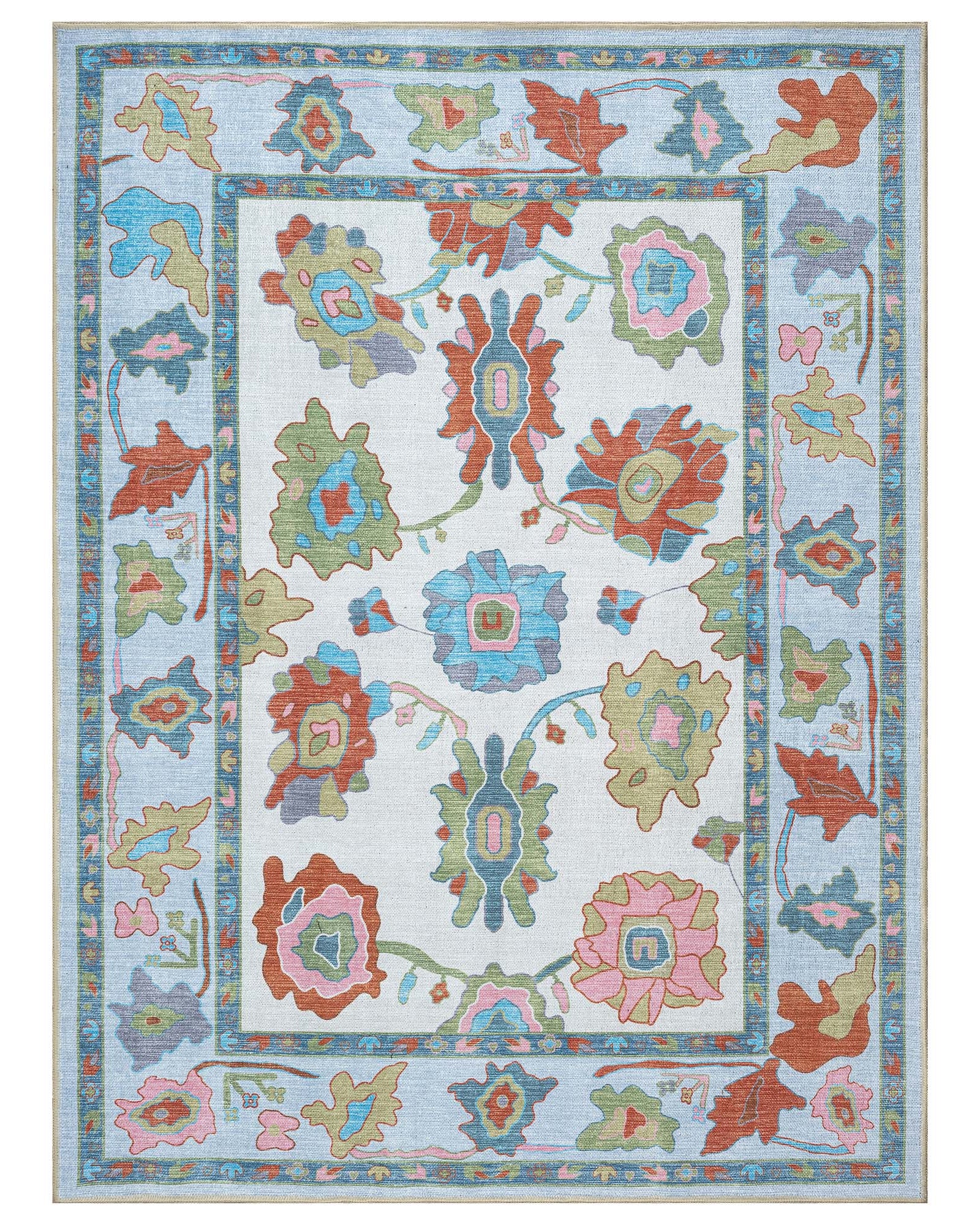 Sayyida Colorful Floral Pastel Modern Oushak Rug