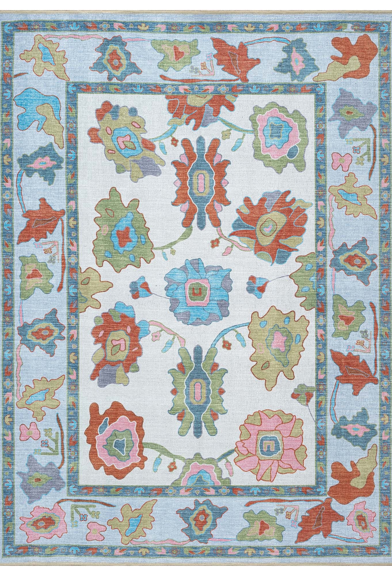 Sayyida Colorful Floral Pastel Modern Oushak Rug