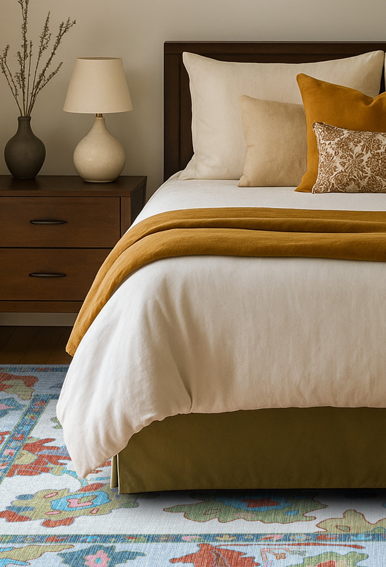 Sayyida Colorful Floral Pastel Modern Oushak Rug