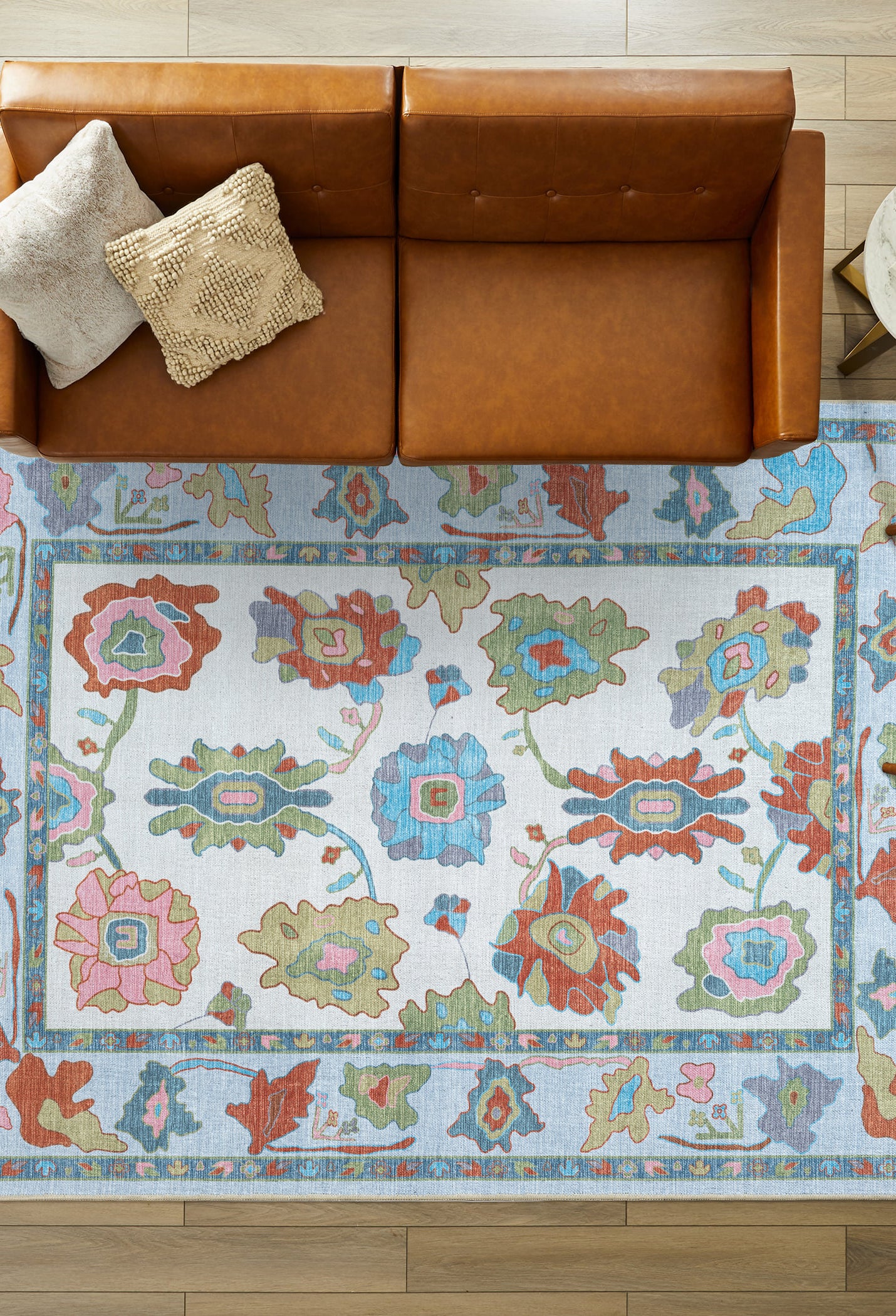 Sayyida Colorful Floral Pastel Modern Oushak Rug