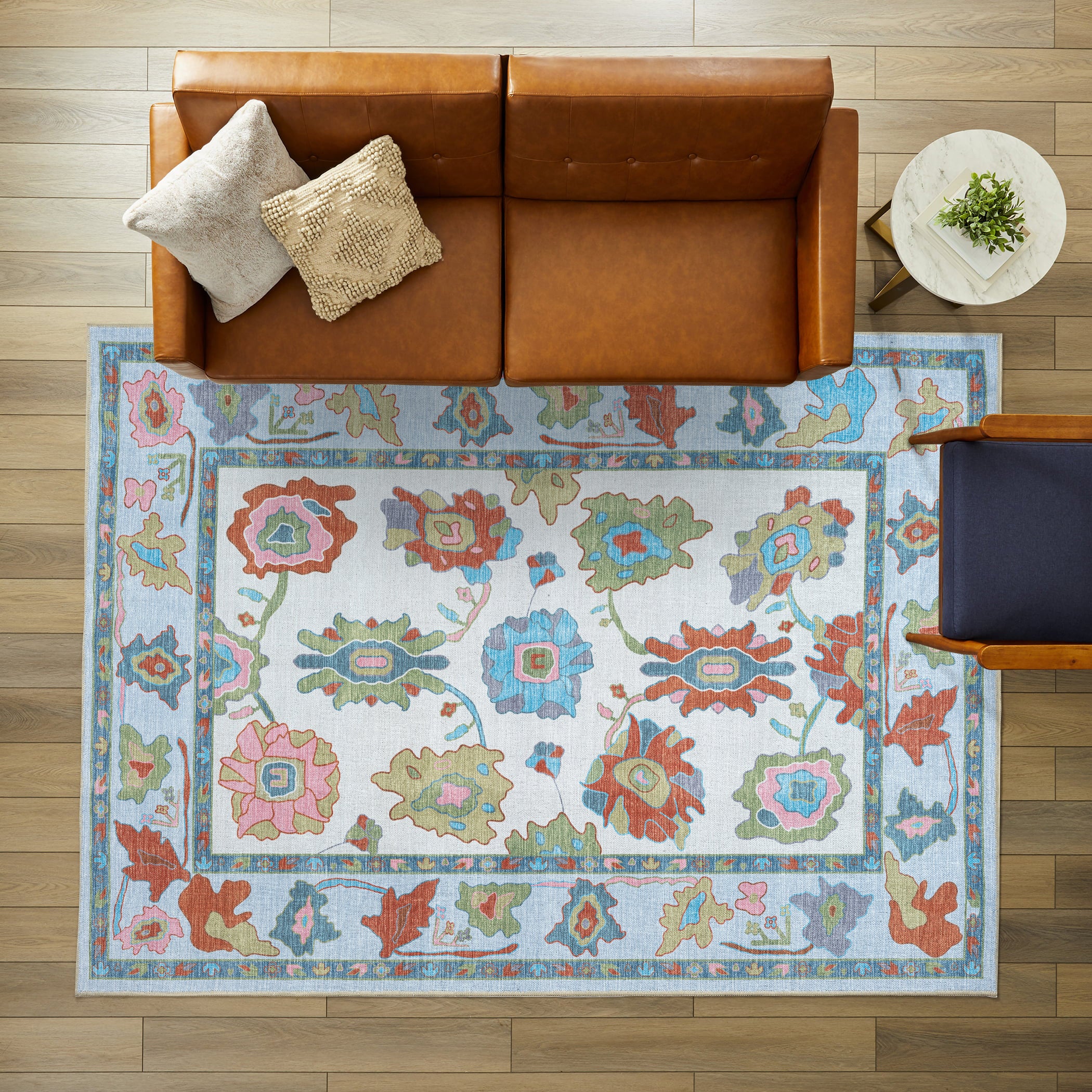 Sayyida Colorful Floral Pastel Modern Oushak Rug