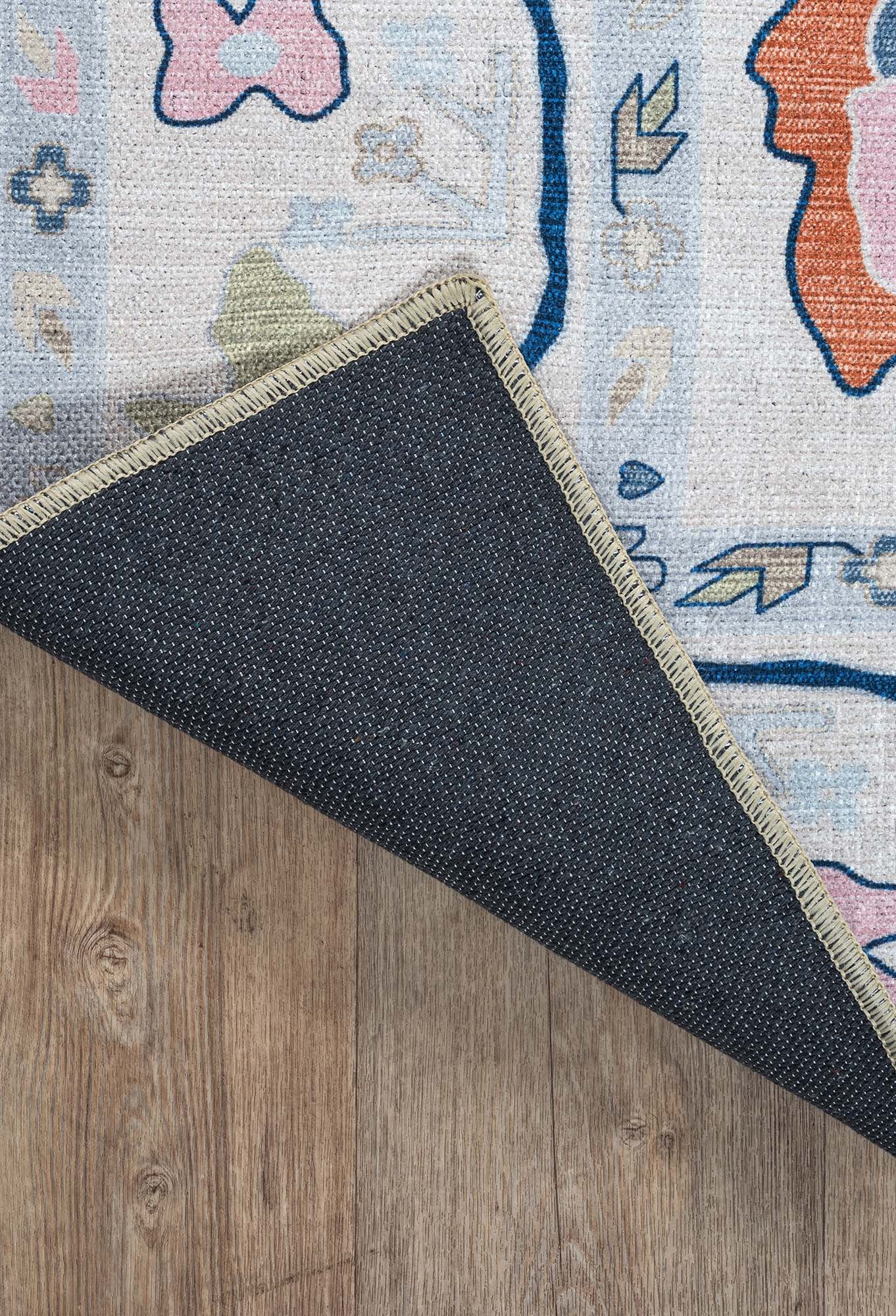 Mary Rose White Pastel Colorful Floral Oushak Rug