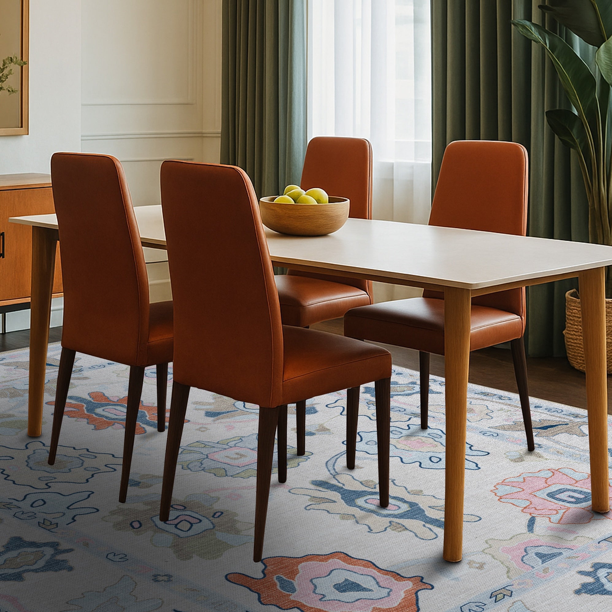 Mary Rose White Pastel Colorful Floral Oushak Rug