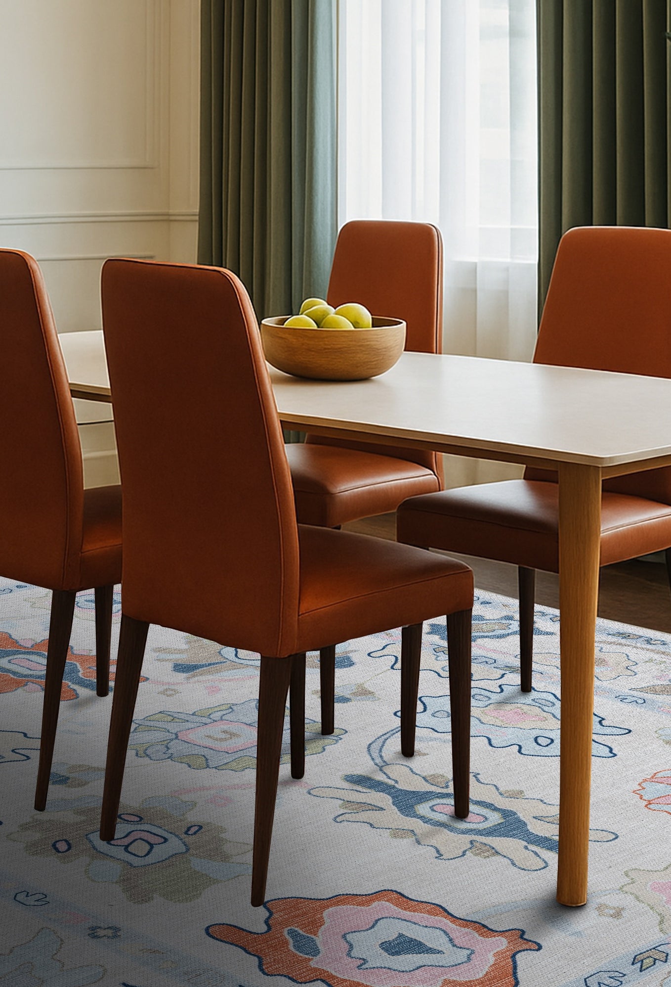 Mary Rose White Pastel Colorful Floral Oushak Rug